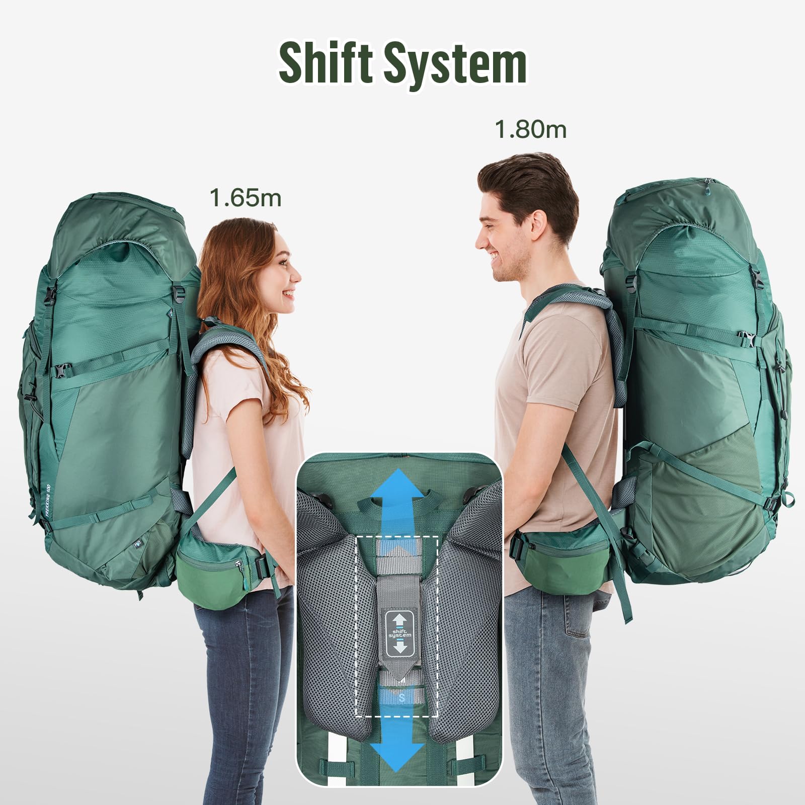 Night Cat 100L Internal Frame Hiking Backpack - Large Waterproof Camping Backpack for Men & Women with Rain Cover - Perfect for Outdoor Adventures, Traveling, and Backpacking Trips