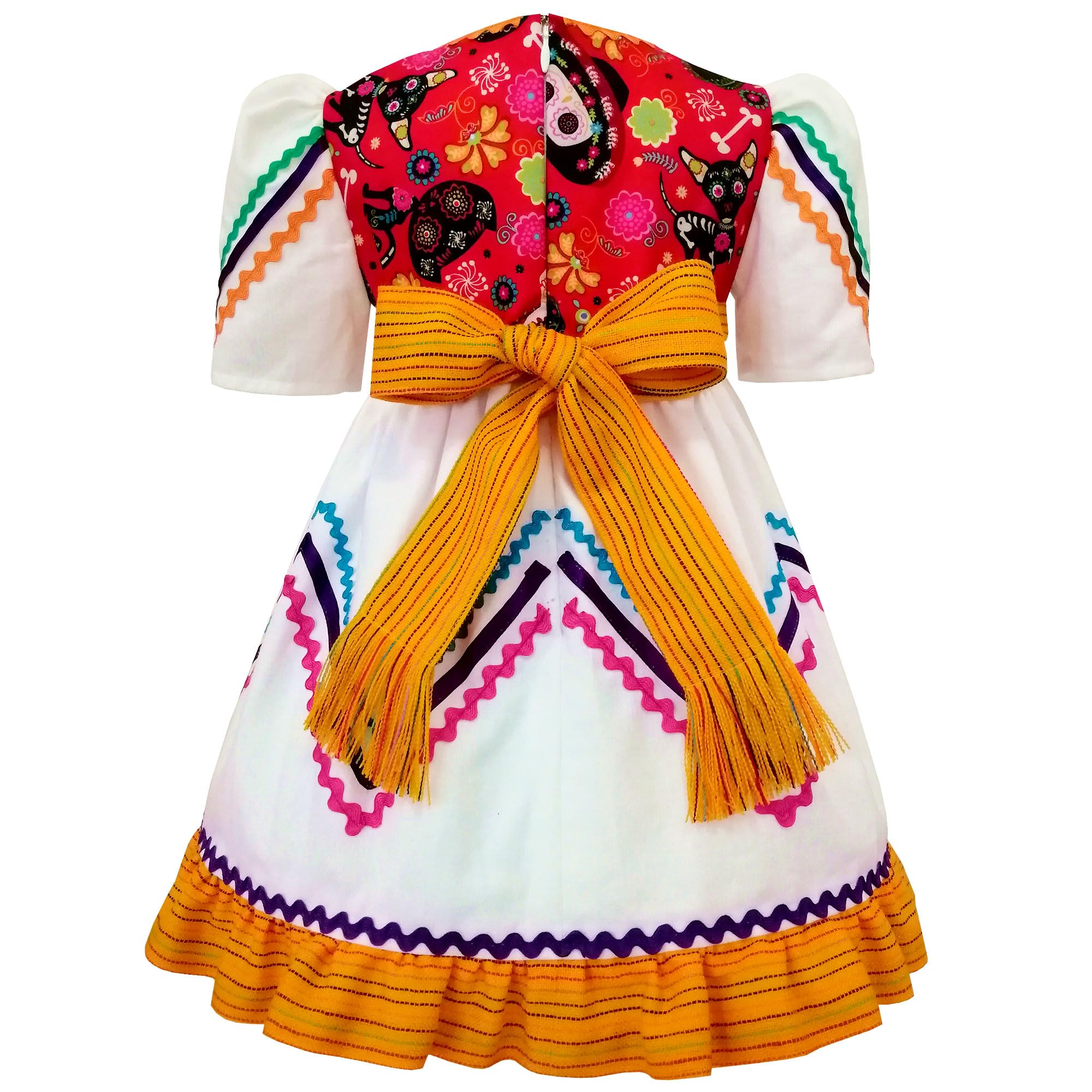 Day of the Dead Mariachi Toddler Girl Dress - Authentic Mexican Handmade Traditional Costume for 1 Year Old - Perfect for Halloween, Dia de los Muertos Celebrations & Cultural Events