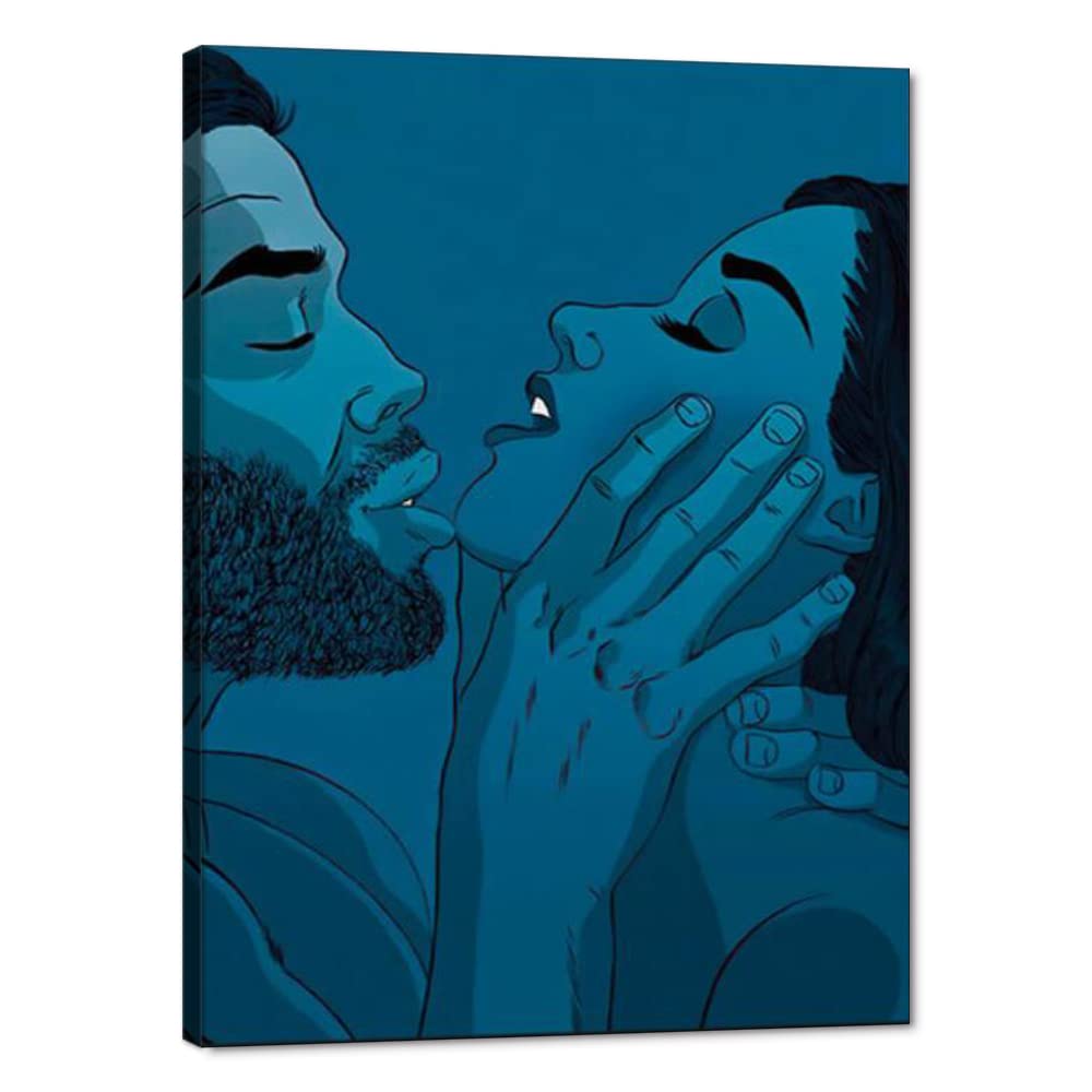 Abstract Couple Canvas Wall Art - Modern Framed Painting for Home Decor, 18x24 Inch Ready to Hang - Perfect for Living Room, Bedroom & Office - Romantic Gift for Lovers & Wedding Anniversary