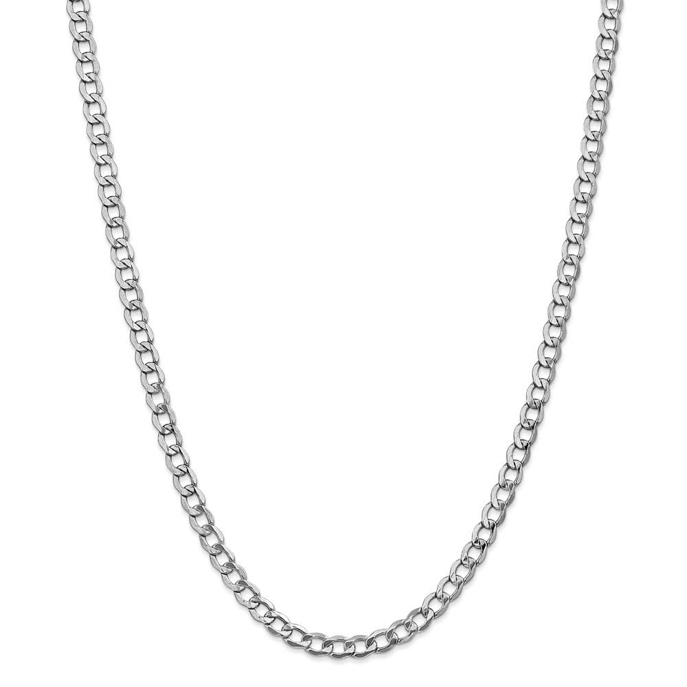 The Black Bow 5.25mm 14K White Gold Hollow Curb Link Chain Necklace - Perfect for Elegant Evenings and Special Occasions