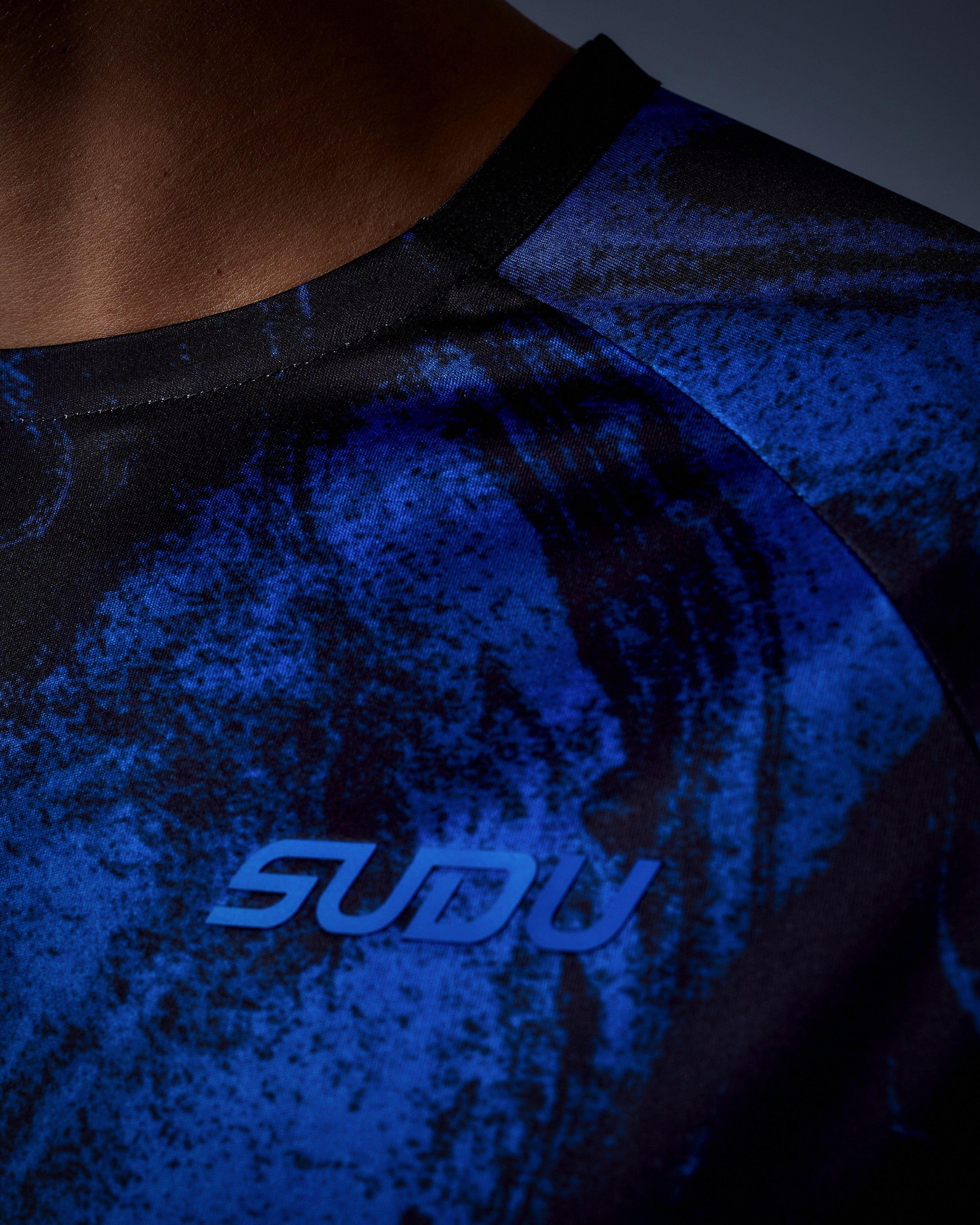 SPTP 01 Performance Training T-Shirt for Men & Women - Moisture Wicking Workout Shirt - Black & Blue Athletic Tee - Gym, Running, Yoga & Fitness Apparel