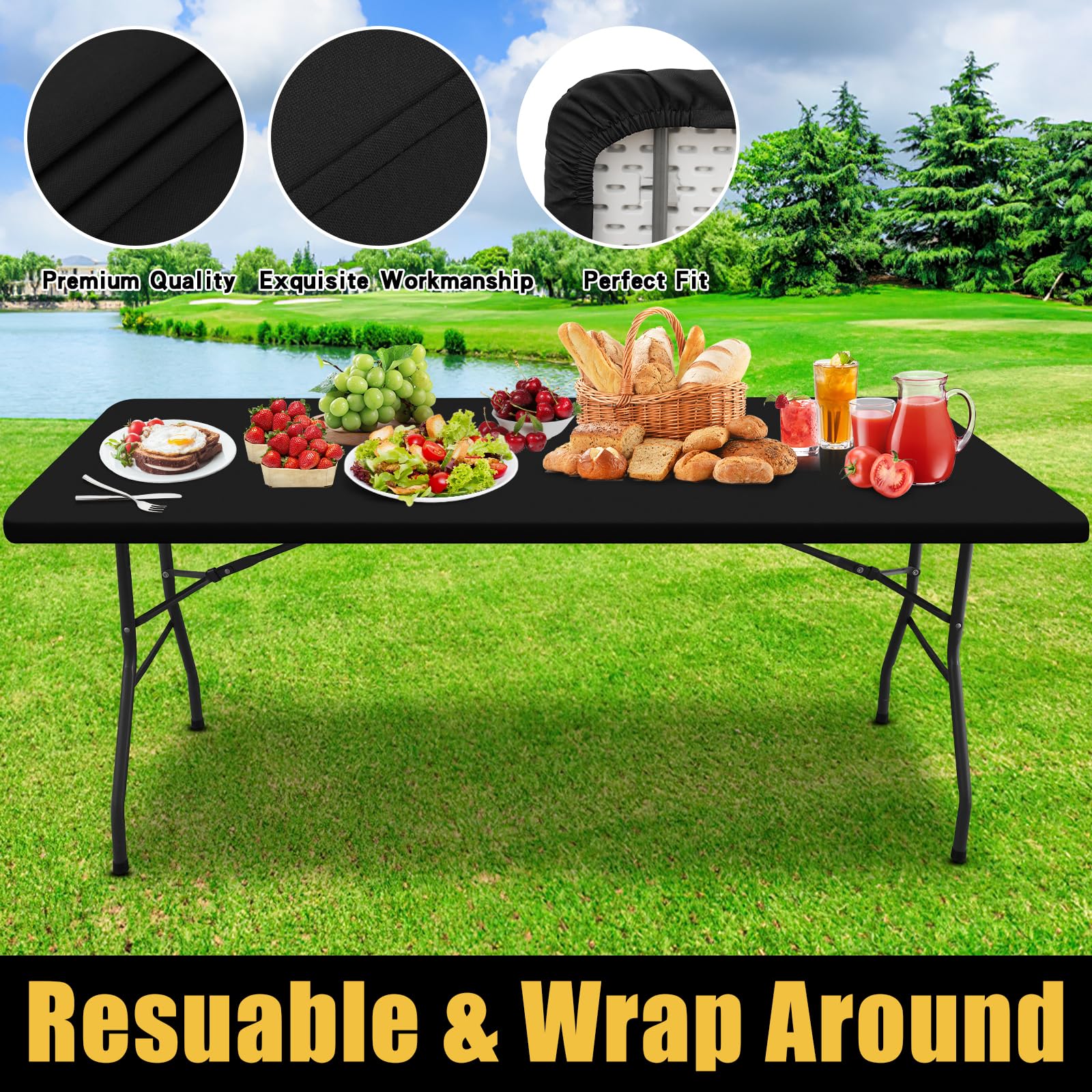 Waterproof Elastic Fitted Rectangle Picnic Tablecloth - 30
