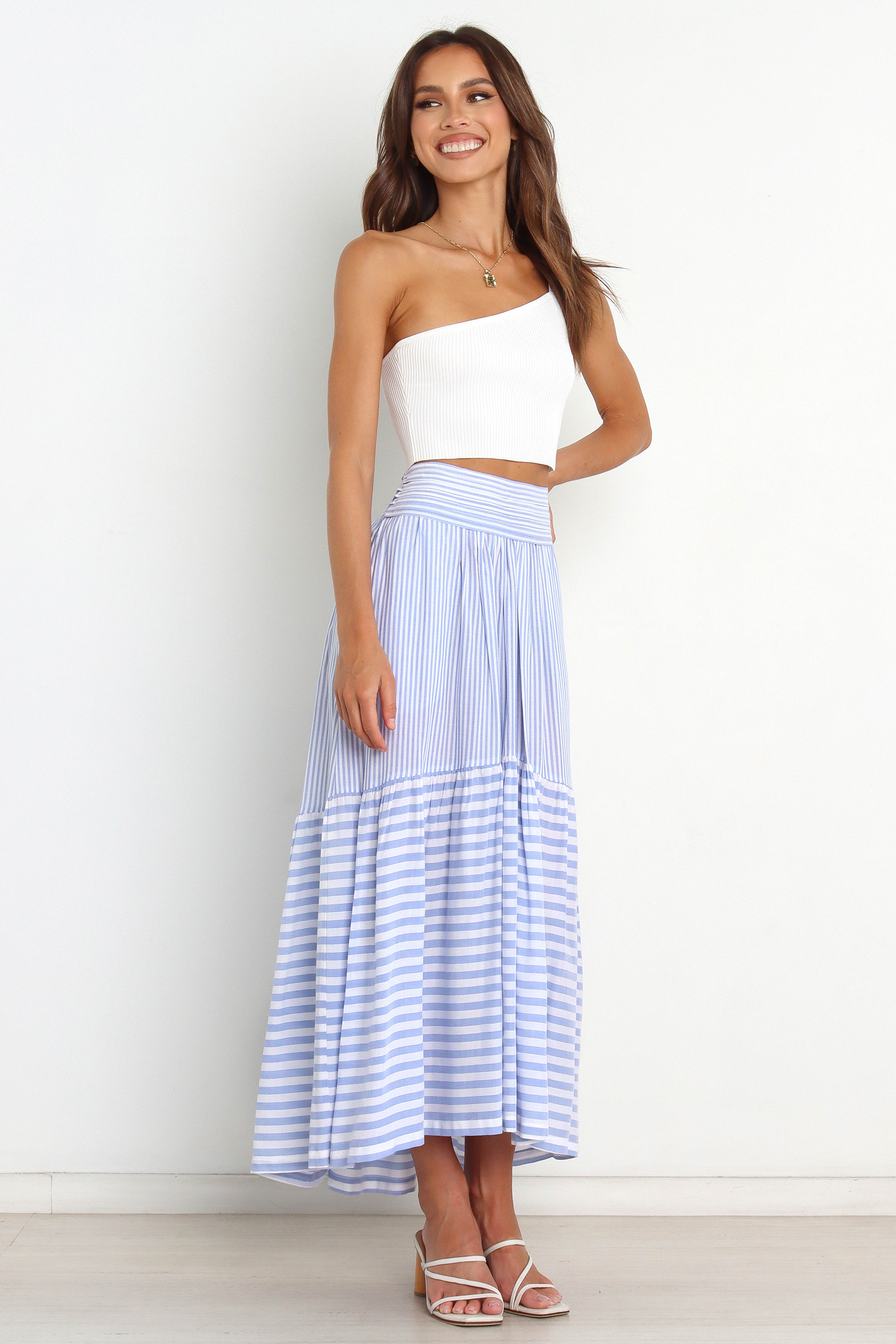 Gretel Skirt for Women - Classic Blue Midi Skirt | Vintage Inspired Floral Print | Perfect for Casual Outings, Office Wear & Special Occasions