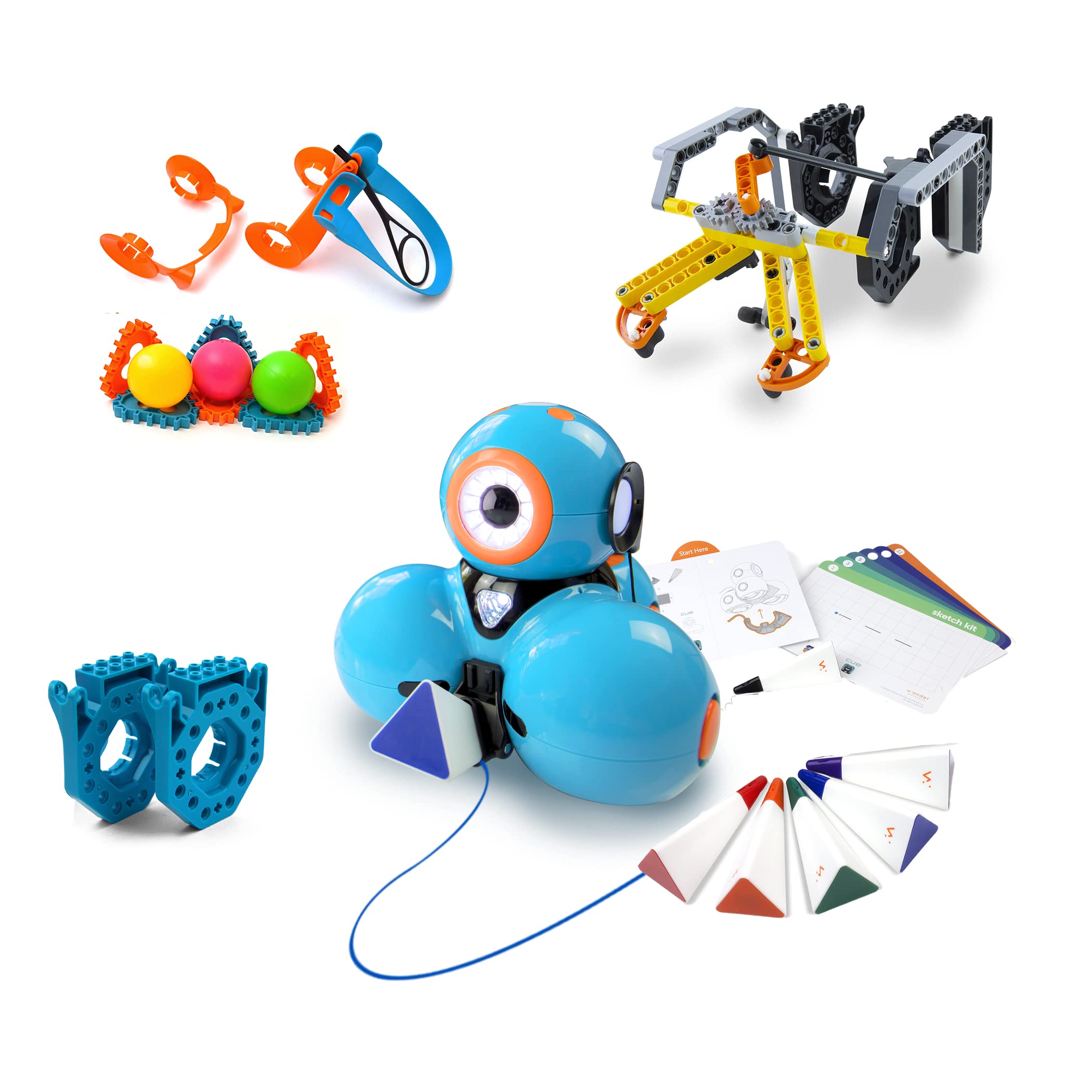 Dash Robot Wonder Pack – STEM Coding Educational Bundle for Kids Ages 6+ | Learn Programming with Free Apps & Video Tutorials | Includes Launcher Toy, Sketch Kit for Drawing & Gripper Building | Perfect for Classroom Learning & Home STEM Activities