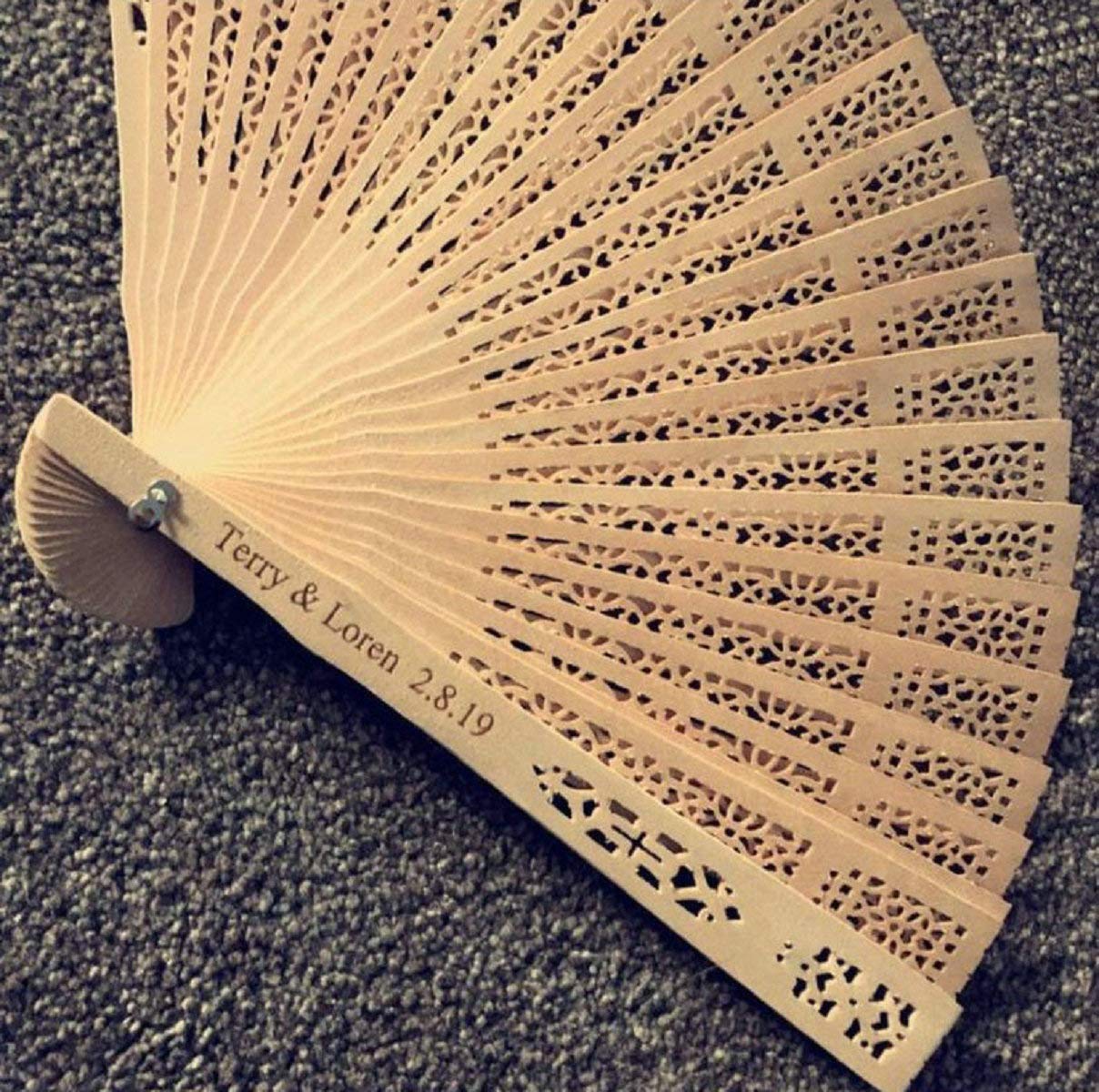 10pcs Personalized Wooden Wedding Fans - Custom Engraved Japanese Folding Fans for Bridal Party, Birthday & Engagement Gifts - Elegant Wedding Favors for Guests - Perfect for Outdoor Ceremonies, Photo Props & Cultural Events