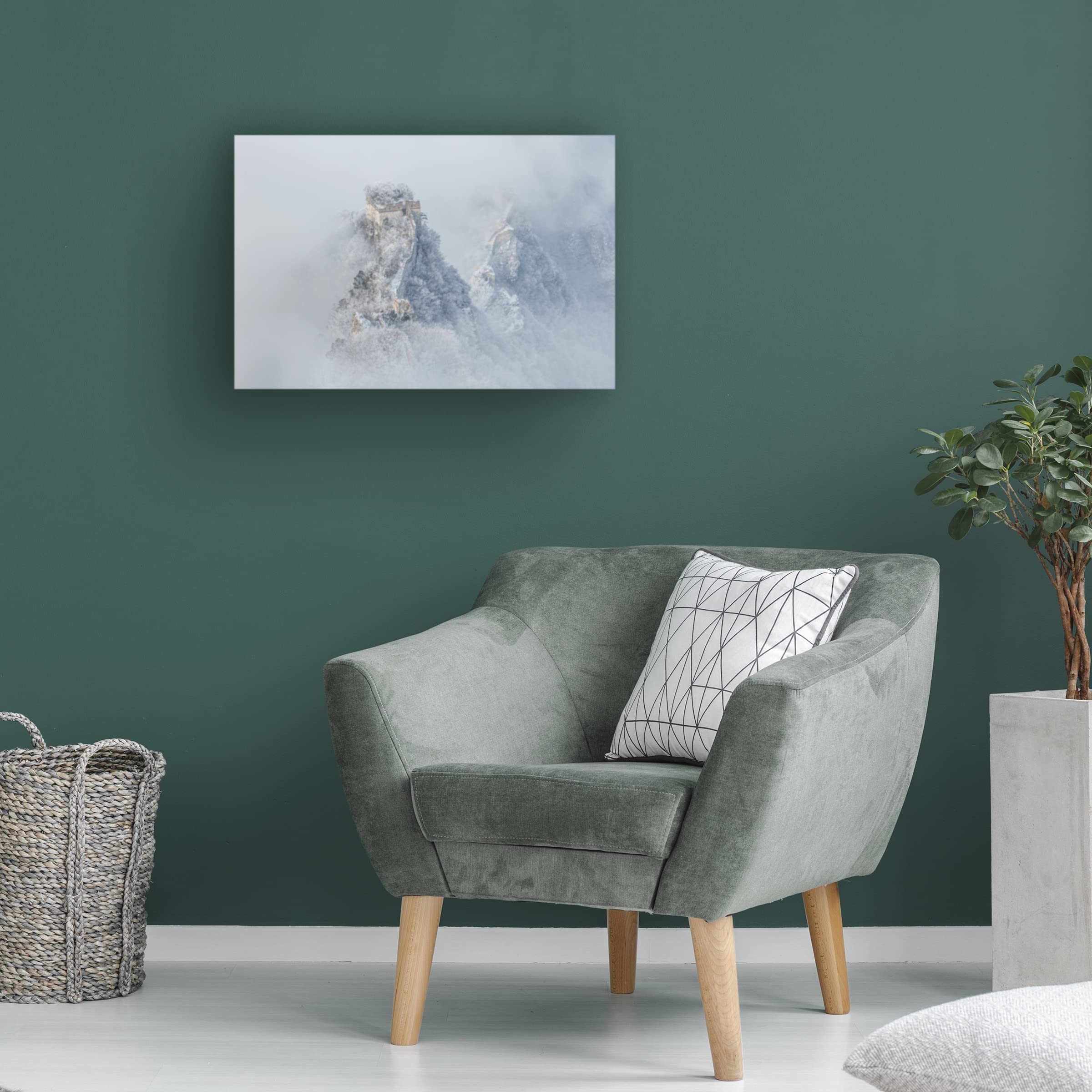 Trademark Fine Art 'Ice And Snow The Great Wall' Canvas Print by Simoon - Stunning Winter Landscape Wall Decor for Living Room, Office & Bedroom