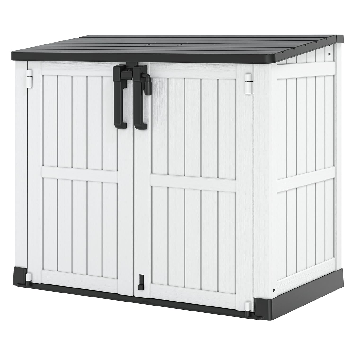 Light Gray Outdoor Resin Storage Shed 36 Cu. Ft. - Extra Large Weatherproof Garden Storage Box for Tools, Garbage Cans & Lawn Equipment - Durable Lockable Horizontal Shed for Backyard, Patio & Garage Organization