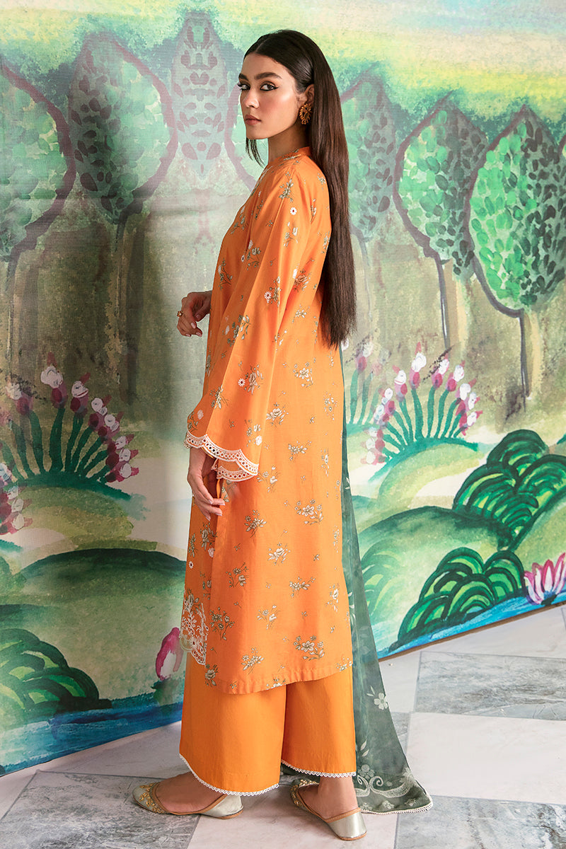 DAISY GOLD 3-Piece Embroidered Lawn Suit for Women - Elegant Pakistani Formal Dress for Weddings, Parties & Special Occasions