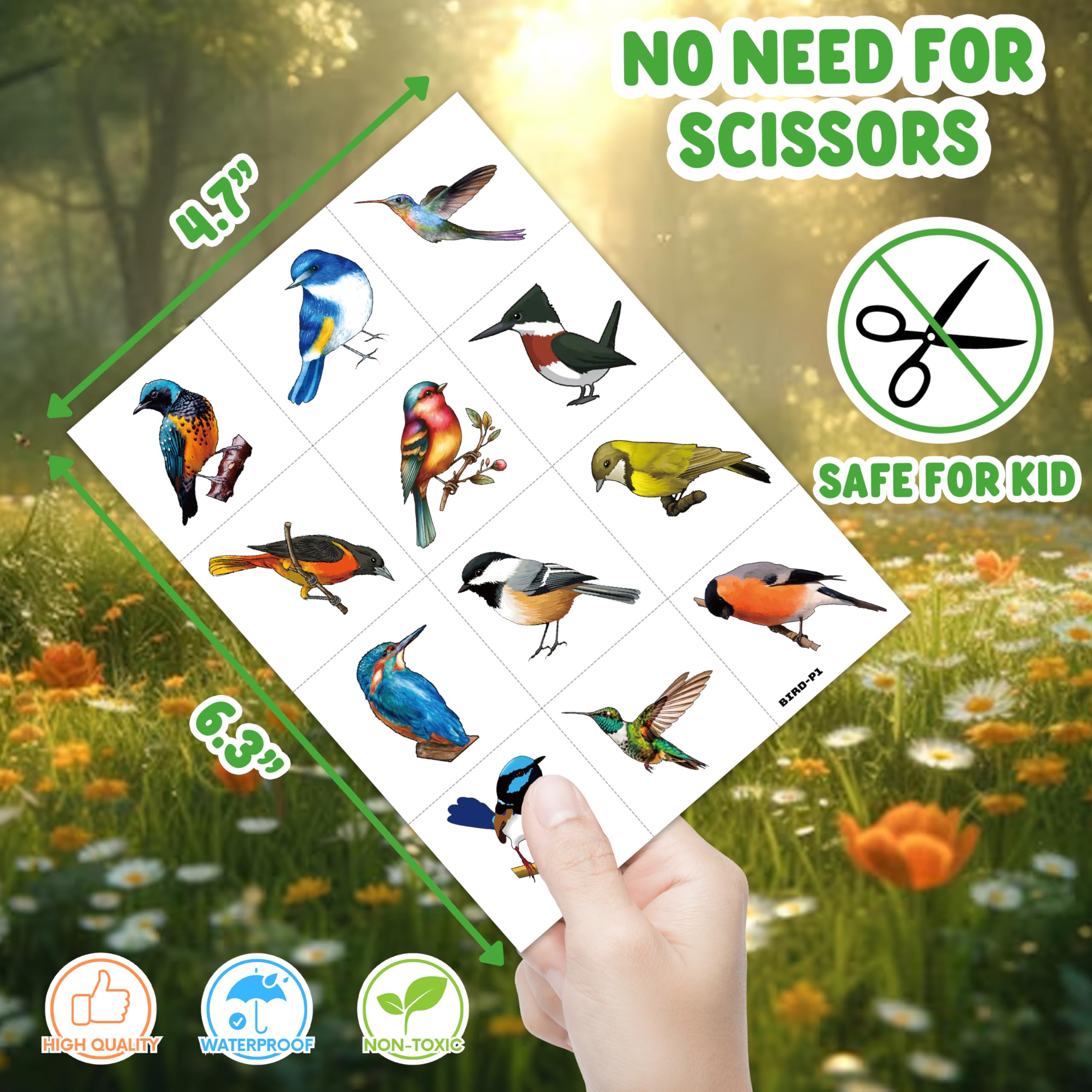 96 PCS Small Rainforest Bird Temporary Tattoos - Hummingbird & Tropical Bird Stickers for Kids, Birthday Party Favors, Hawaiian Summer Decorations, School Prizes & Rewards | Perfect for Themed Parties, Classroom Activities, Summer Camp Gifts & DIY Crafts