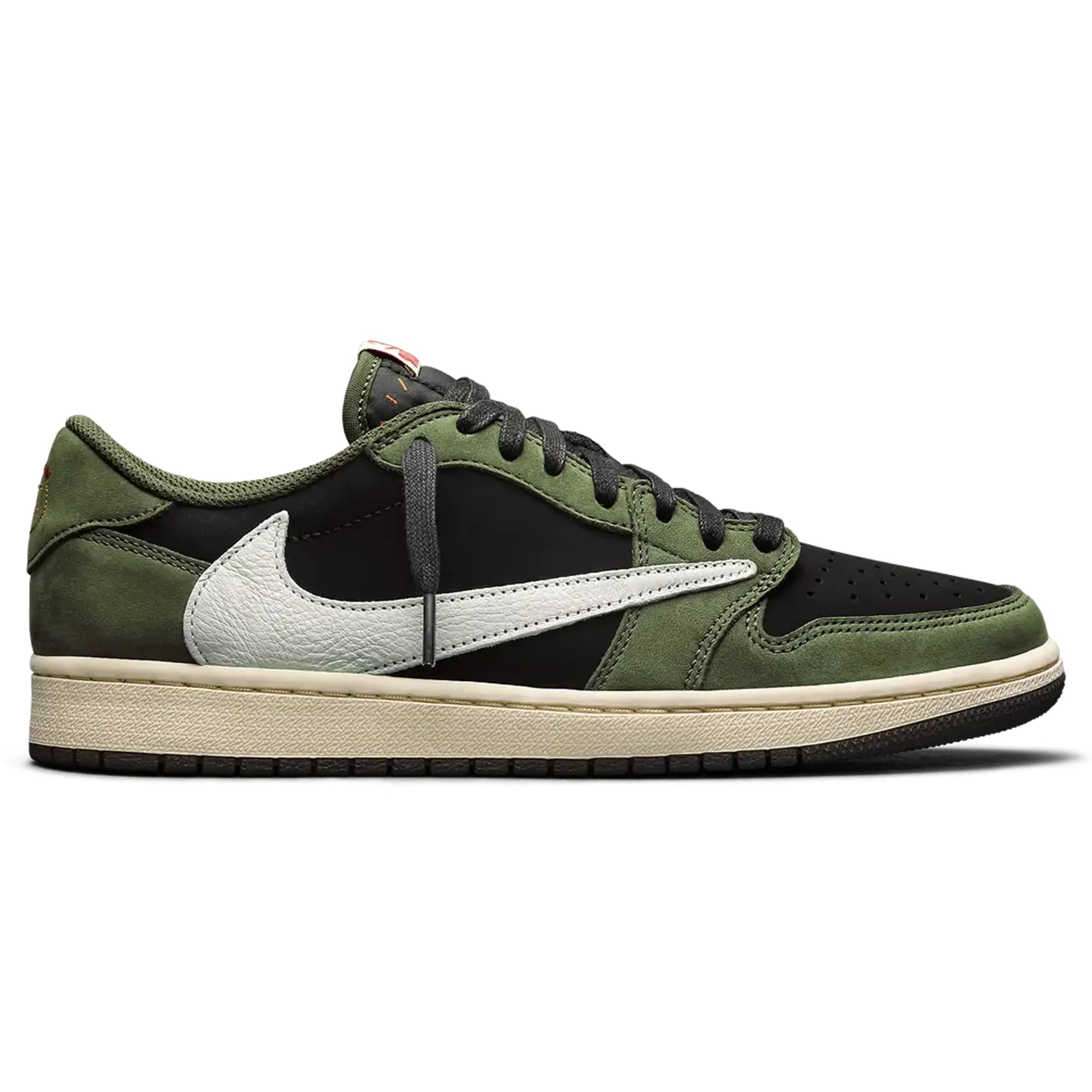 Travis Scott x Air Jordan 1 Low OG Black Olive Sneakers - Men's Limited Edition Retro Basketball Shoes for Streetwear & Casual Style