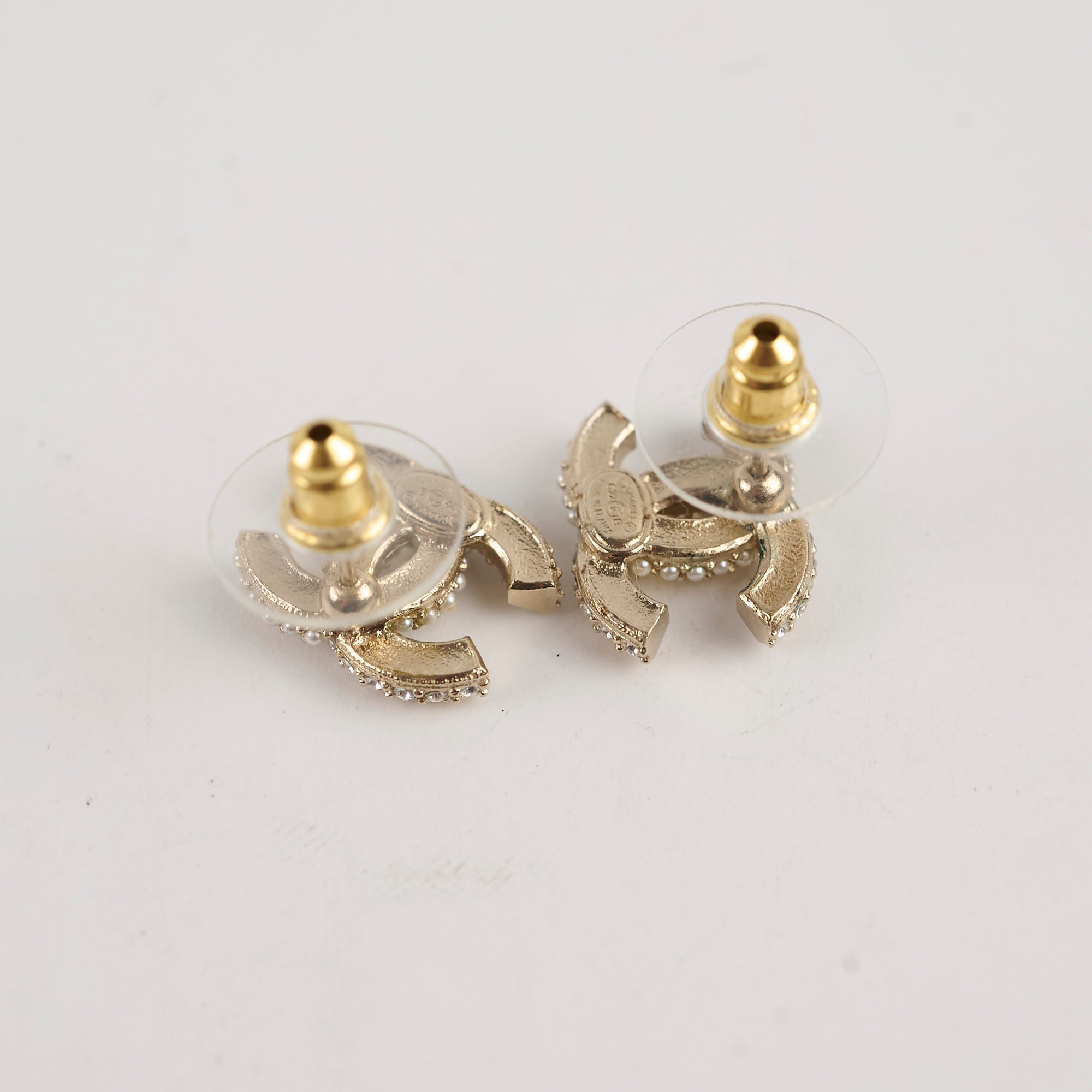 Chanel CC Crystal Pearl Earrings - Luxury Costume Jewelry for Women - Perfect for Parties, Weddings & Special Occasions