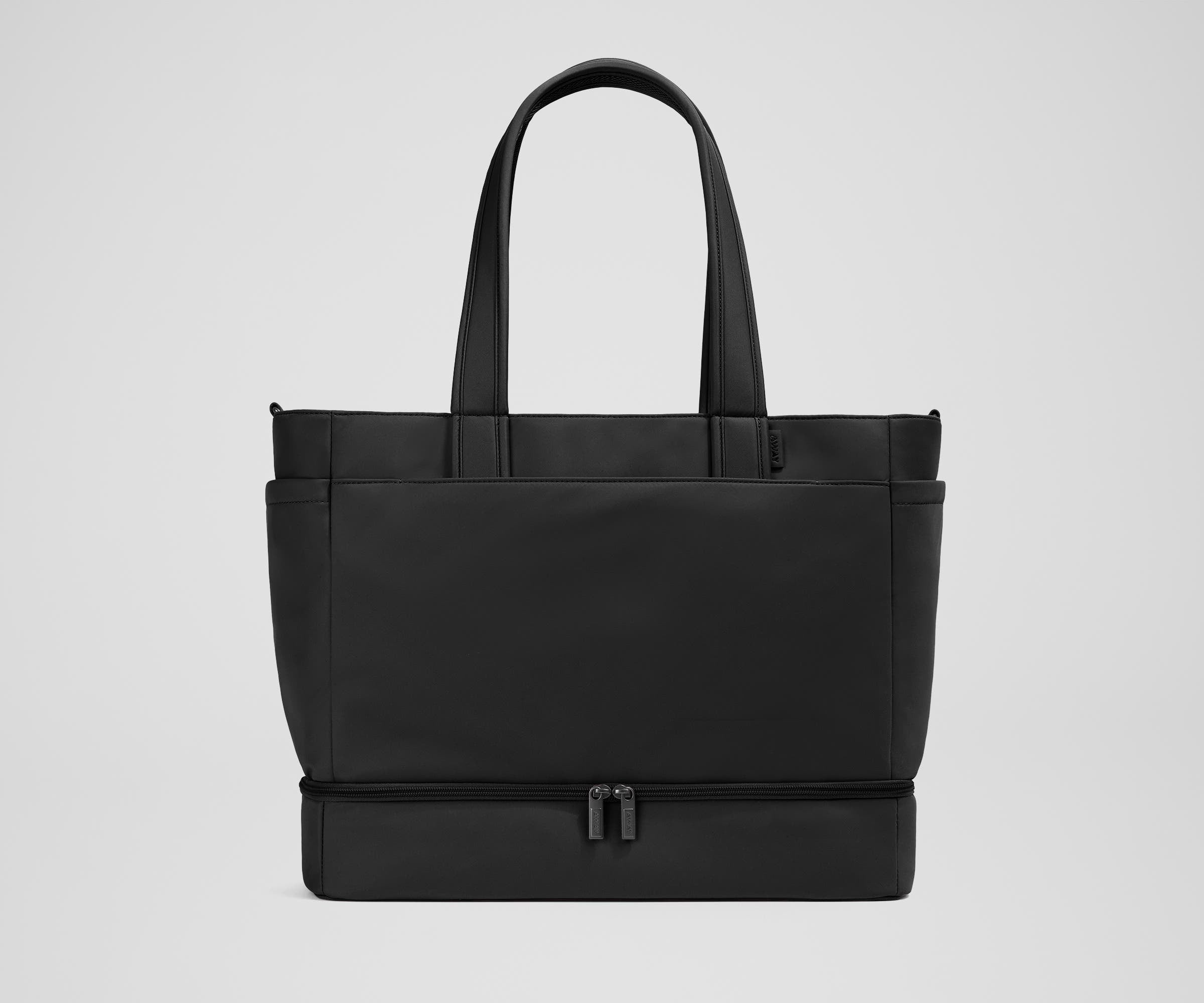 Jet Black Double Diaper Tote Bag - Large Waterproof Baby Essentials Organizer for Moms - Perfect for Daycare, Travel & On-the-Go Parenting