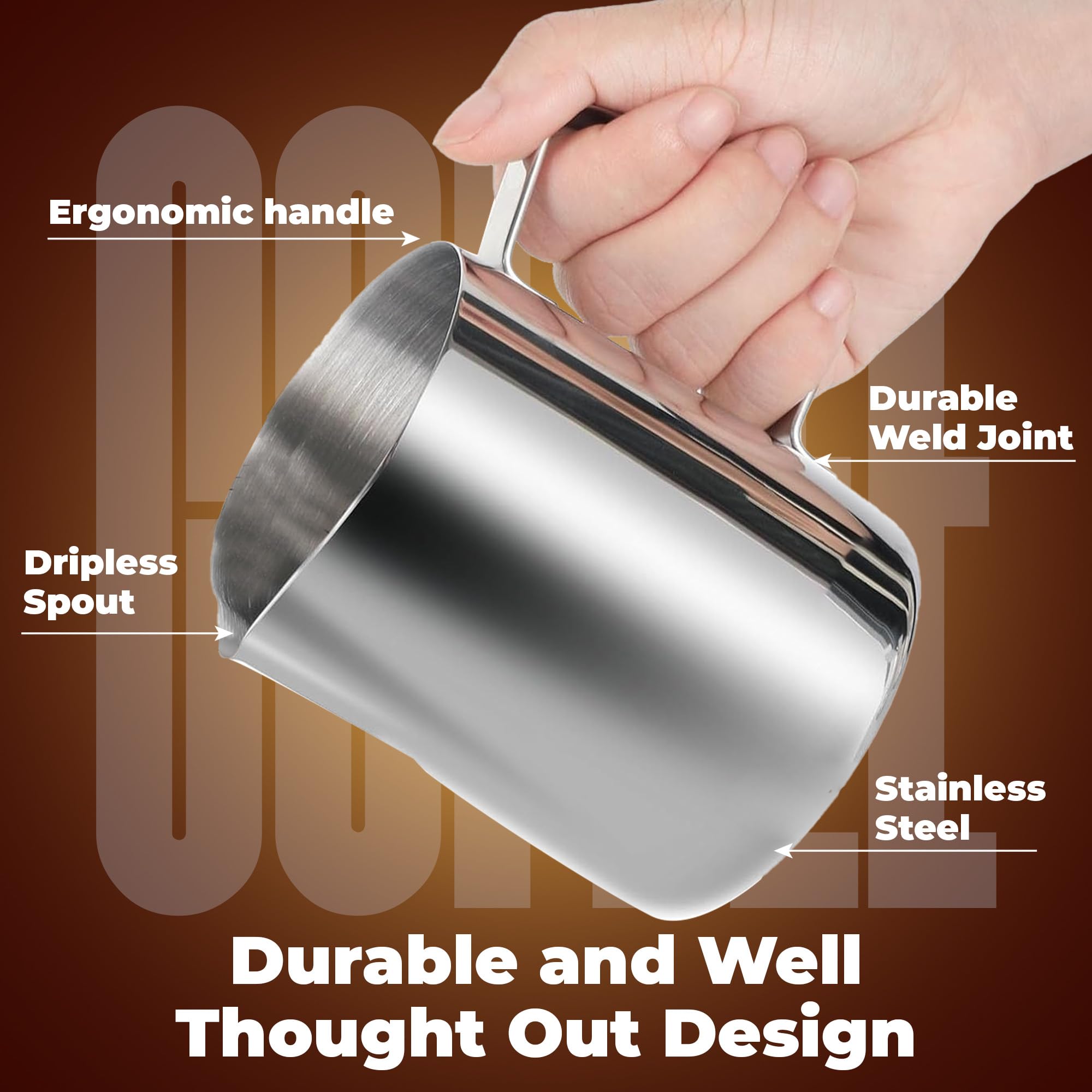 Rattleware 12 oz Stainless Steel Macchiato Milk Frothing Pitcher for Latte Art - Professional Barista Tool for Home & Coffee Shop Use | Perfect for Cappuccinos, Lattes & Hot Chocolate