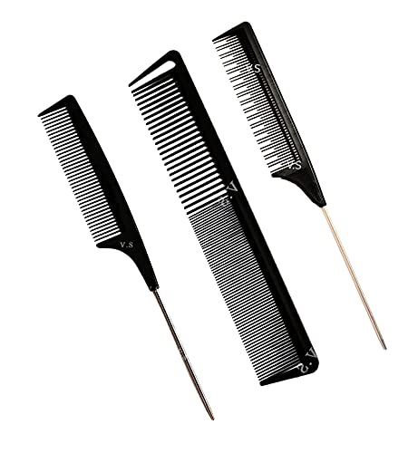 Professional Salon Hair Combs Set of 3 - Tail Comb, Styling Comb & Barber Comb for Hairdressers & Stylists | Perfect for Salon, Home Haircuts & Styling