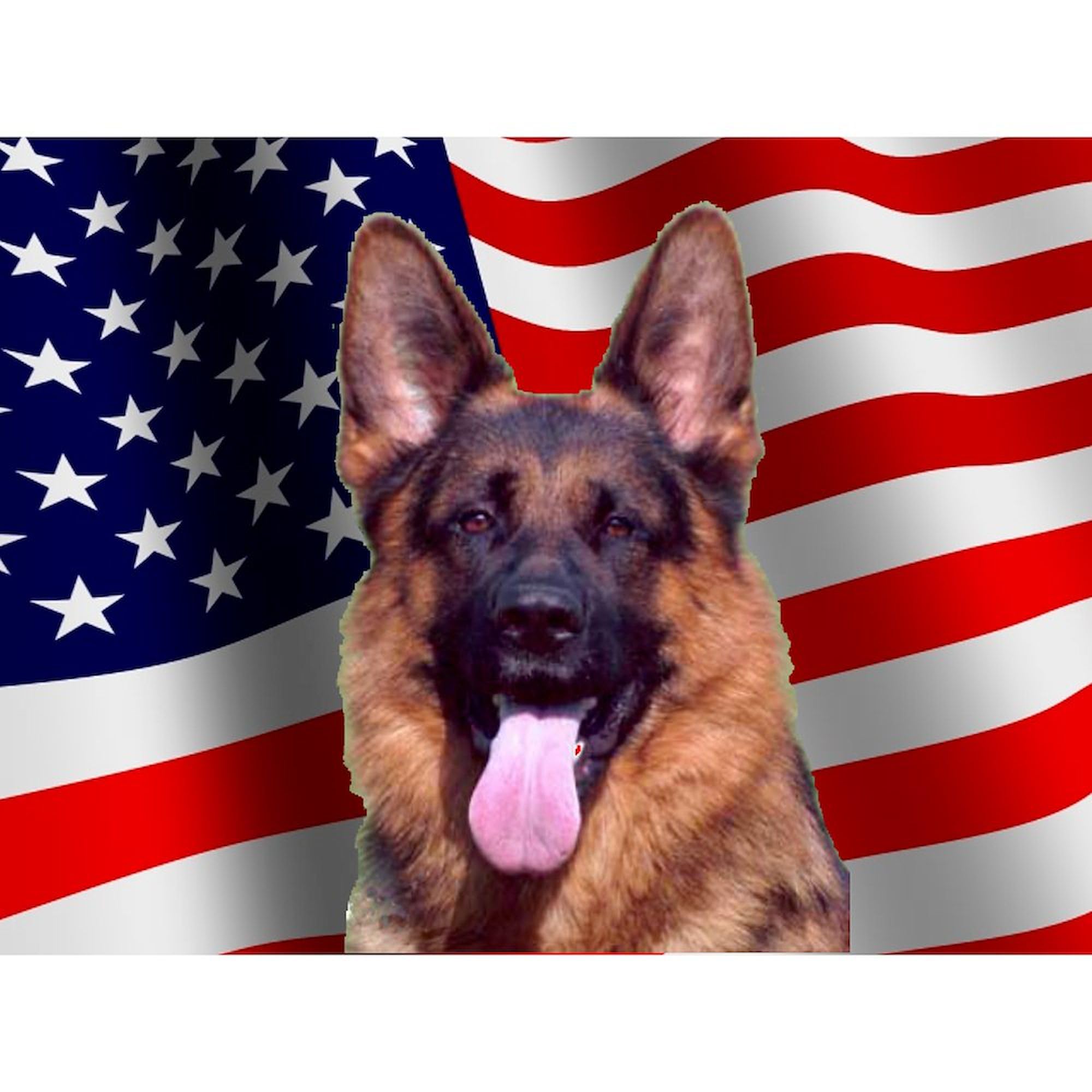 Patriotic German Shepherd Rectangle & Oval Car Bumper Stickers - Decals for Cars, Trucks, Laptops, Windows | Show Your American Pride with Dog Lover Gifts