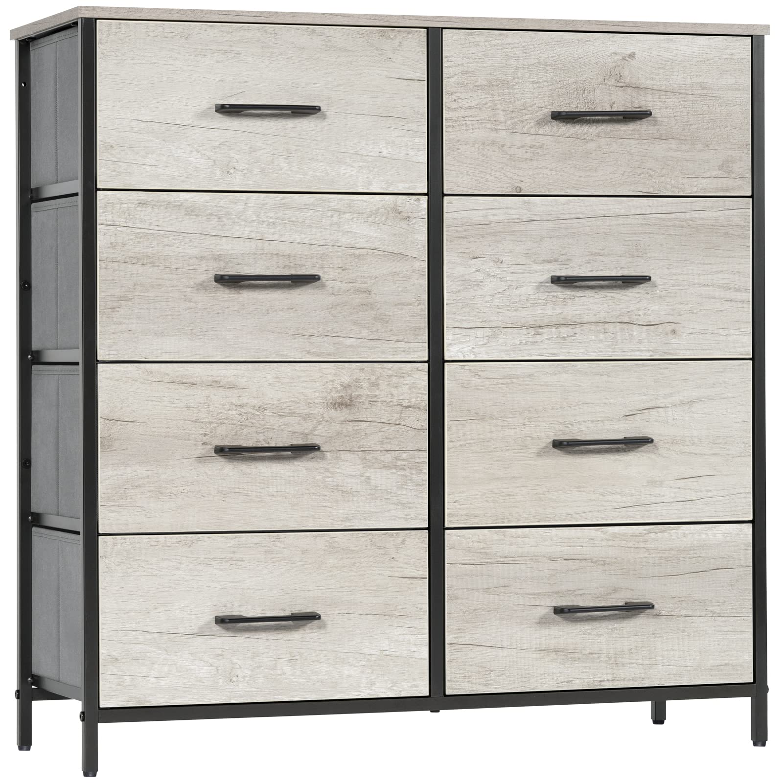 LYNCOHOME 8-Drawer Dresser for Bedroom, Closet & Hallway - Sturdy Steel Frame Fabric Dresser with Wooden Top - Lightweight & Movable Chest of Drawers for Kids Room, Nursery or Dorm Organization
