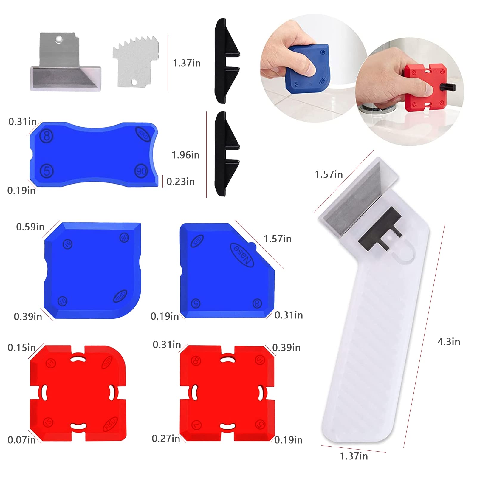11-Piece Professional Caulking Tool Kit with Sealant Finishing Tools - Easy Silicone Caulking Guides, Caulk Removal & Fill Tools - Perfect for Bathroom, Kitchen & Window Sealing Projects