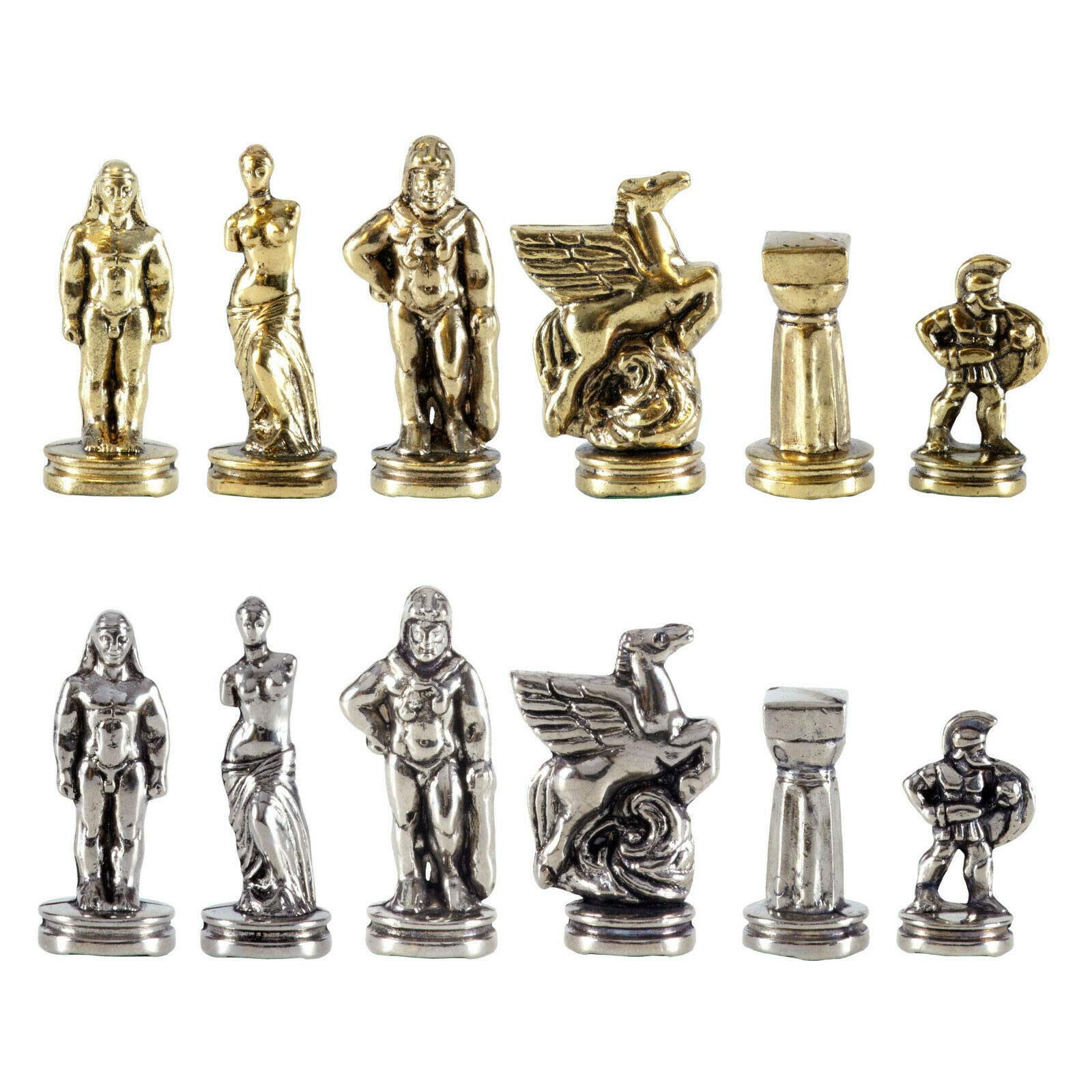 Spartan Warriors Small Chess Set - Brass & Nickel Chess Pieces - No Chess Board Included - Perfect for Collectors, Home Decor, and Gift Giving