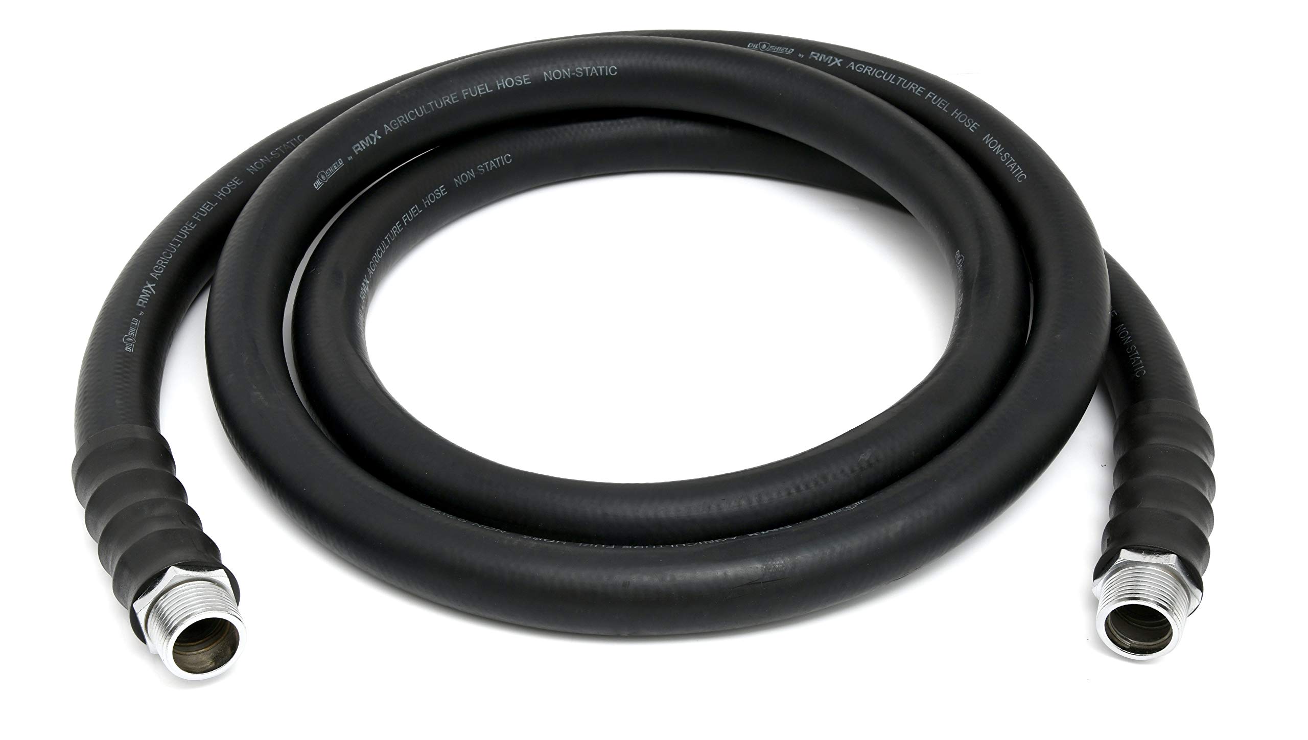 Oil Shield Next-Gen Farm Fuel Transfer Hose - Lightweight, 2X Kink Resistant, Antistatic - with 4 Finger Grip Bend Restrictors (1
