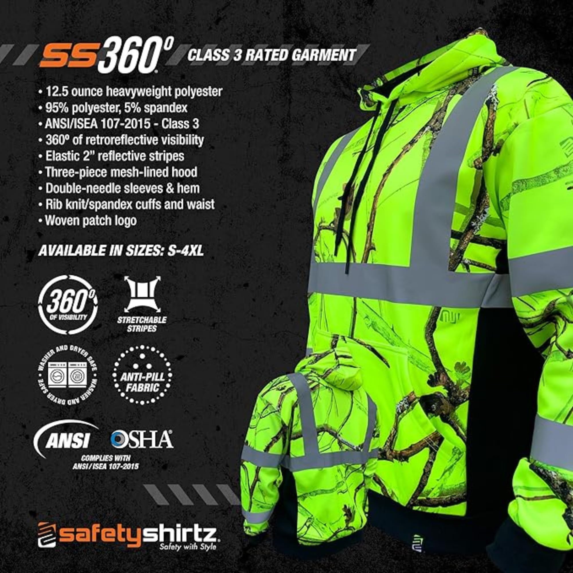 SafetyShirtz SS360 Men's Short Sleeve Work Shirts - High Visibility Safety Apparel for Construction, Road Work & Outdoor Jobs