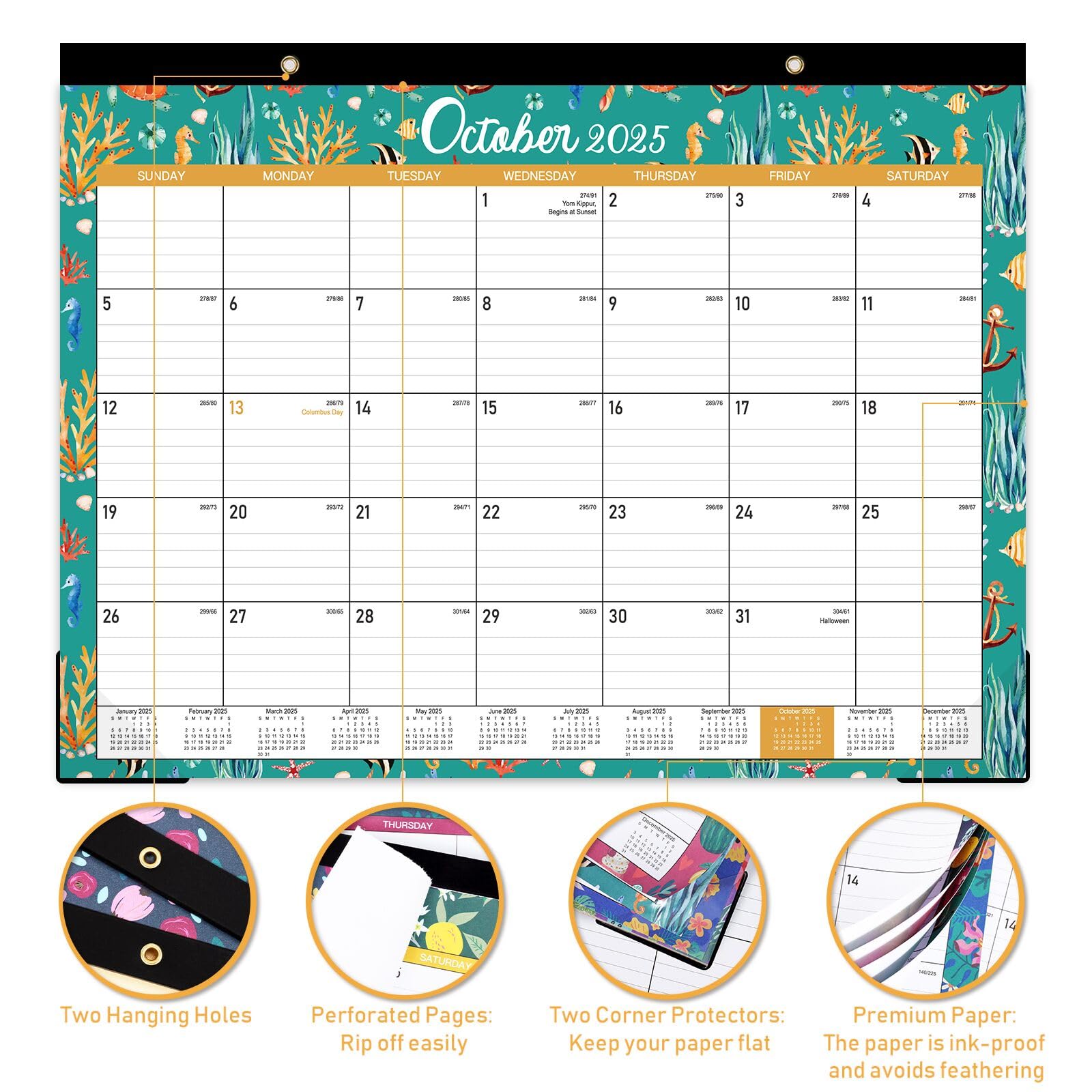 2025-2026 Large Monthly Desk Calendar | 18-Month Planner (July 2025 - December 2026) | 14.6