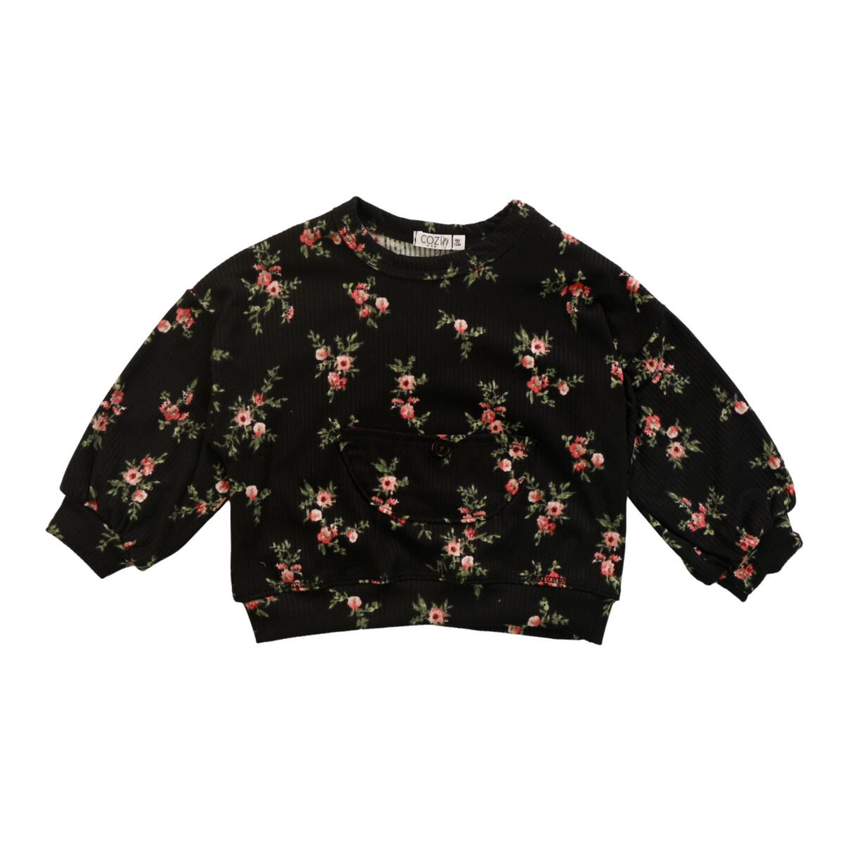 Cozii Women's Ditsy Floral Balloon Sleeve Tunic Top - Casual Loose Fit Blouse for Spring Summer, Perfect for Office, Date Night & Vacation Outfits