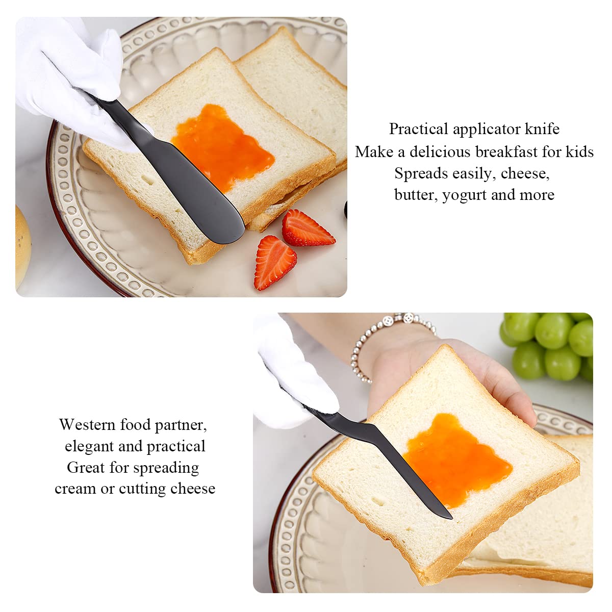 Premium 5-Piece Black Titanium Cheese Knife Set - Ergonomic Design for Comfortable Grip, Perfect for Hard & Soft Cheeses, Butter Spreader - Ideal for Charcuterie Boards, Wine Pairings & Dinner Parties