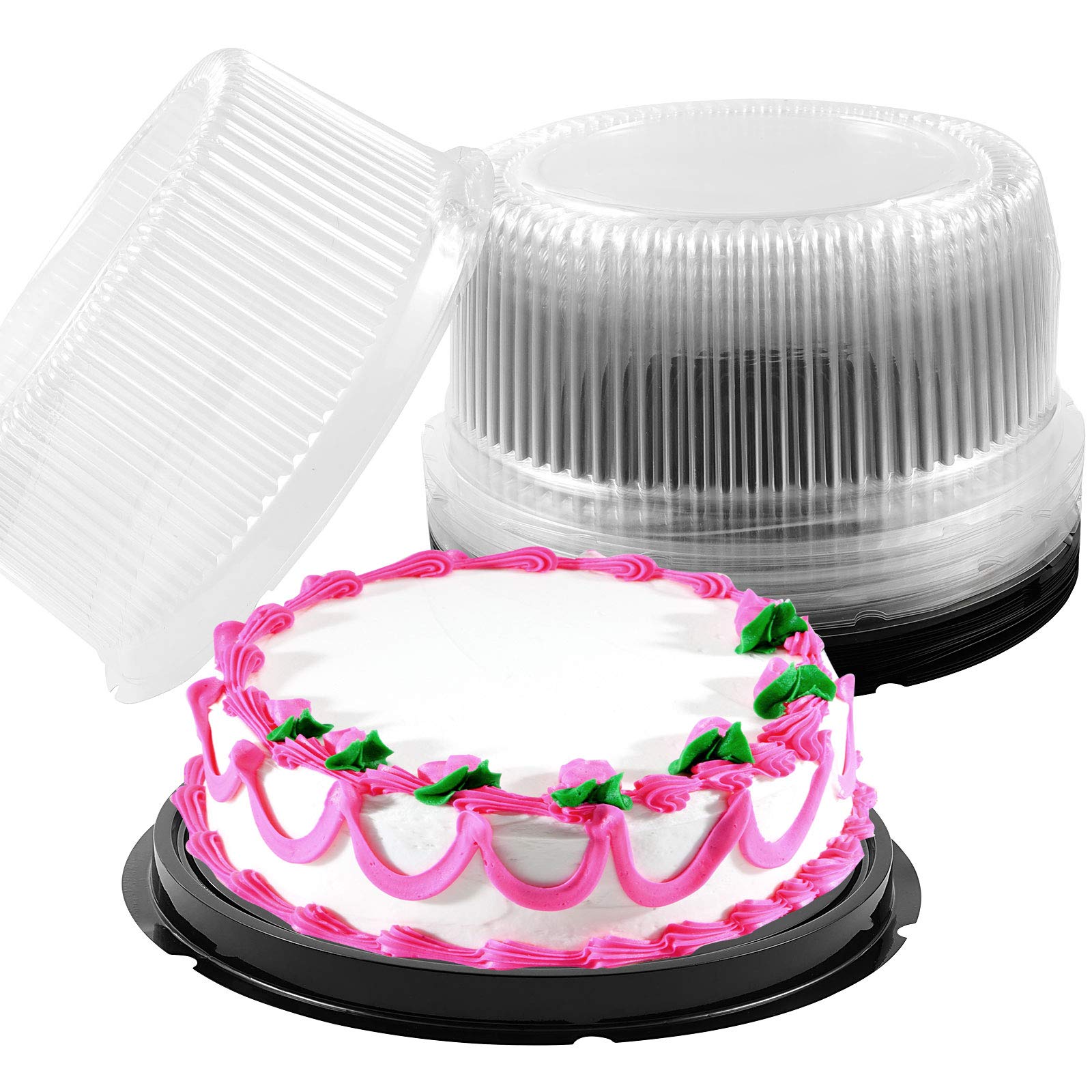 KEILEOHO 15 Pack 10 Inch Clear Disposable Plastic Cake Containers with Dome Lids - Food Safe Cake Carriers for Transport, Storage & Display | Perfect for Bakeries, Parties, Catering & Dessert Shops