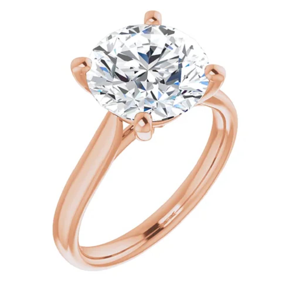 10K Solid Rose Gold Handmade Engagement Ring - 2.0 CT Round Cut Moissanite Diamond Solitaire Wedding Band for Women | Proposal, Anniversary, Valentine's Day Gift for Her