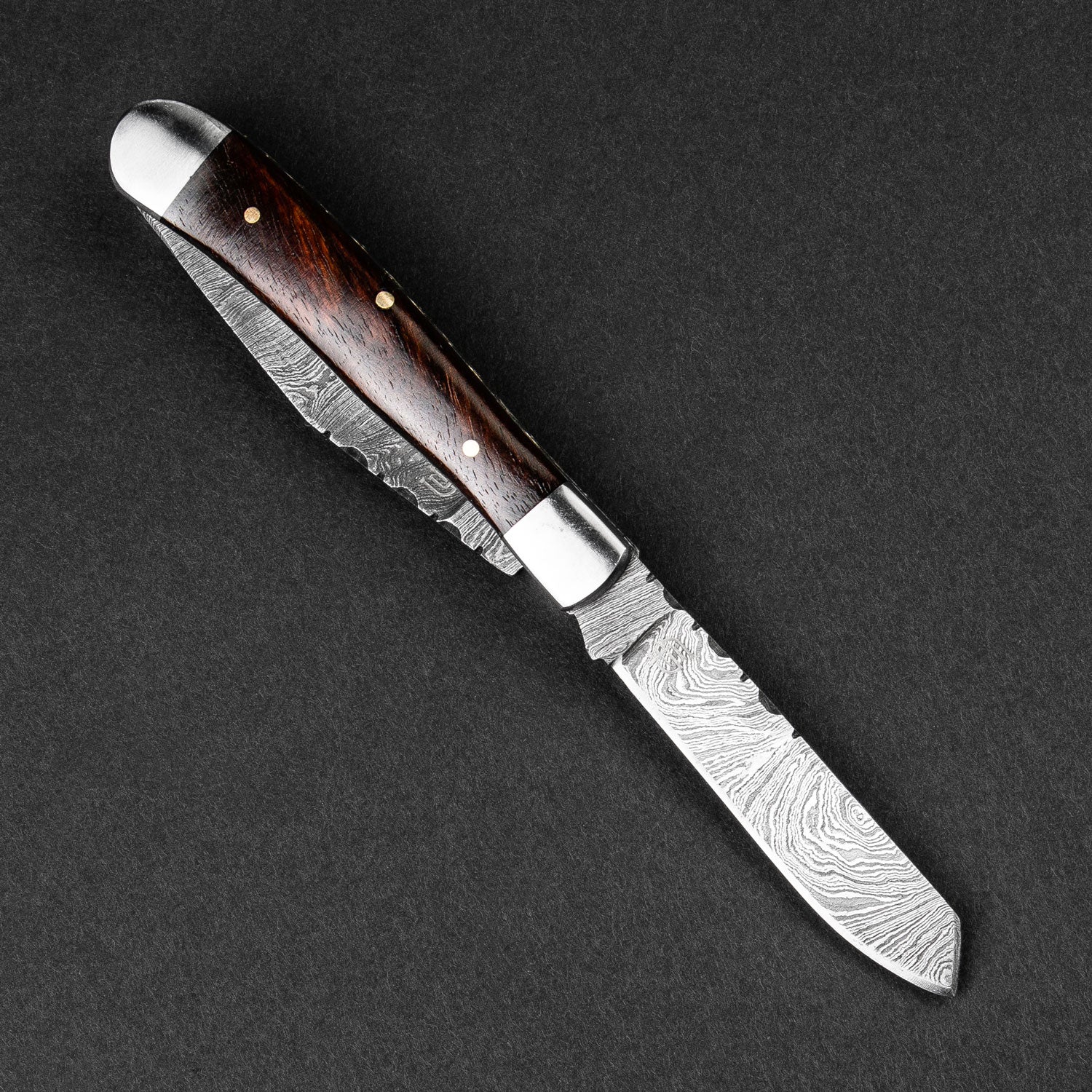 Premium Damascus Steel Folding Pocket Knife - 2 Blades, Razor Sharp, Durable & Portable - Perfect for Camping, Hiking, Survival & Everyday Carry (EDC)