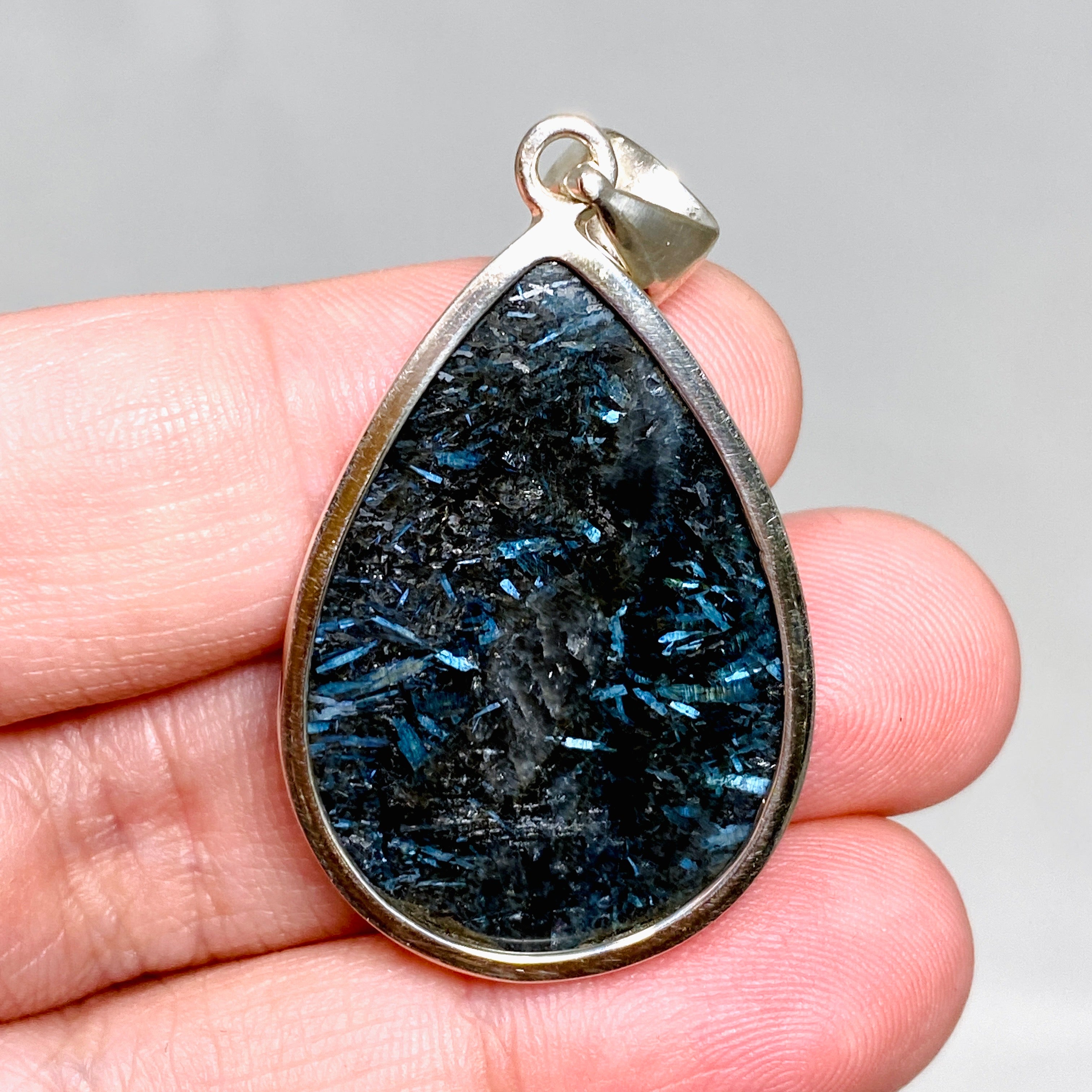 Nuummite Teardrop Cabochon Pendant - Natural Gemstone Jewelry for Women - BTP 66 - Perfect for Meditation, Energy Healing & Spiritual Gifts