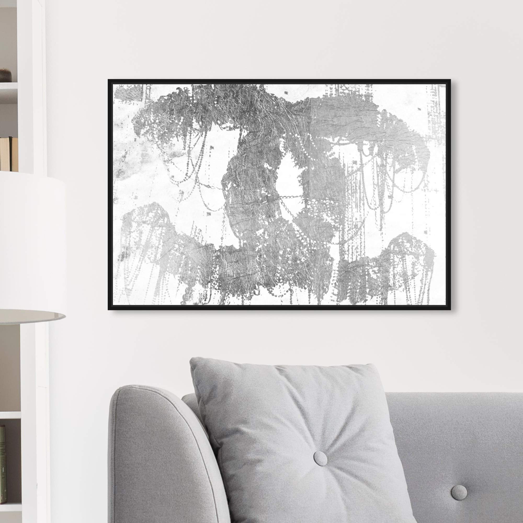 Oliver Gal Artist Co. 'Hey Lolita Silver' Fashion Glam Wall Art - 30x20 Inch Framed Canvas Print in Gray & White | Perfect for Living Room, Bedroom & Office Decor