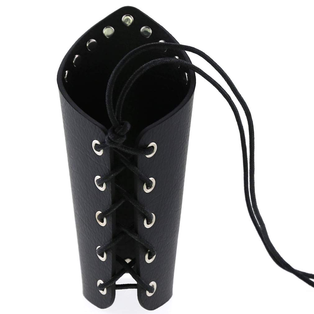Unisex Faux Leather Gauntlet Wristband - Punk Gothic Bracelet with Lace Up Design, Wide Arm Armor Cuff for Men & Women | Perfect for Cosplay, Halloween, Rock Concerts and Gothic Fashion