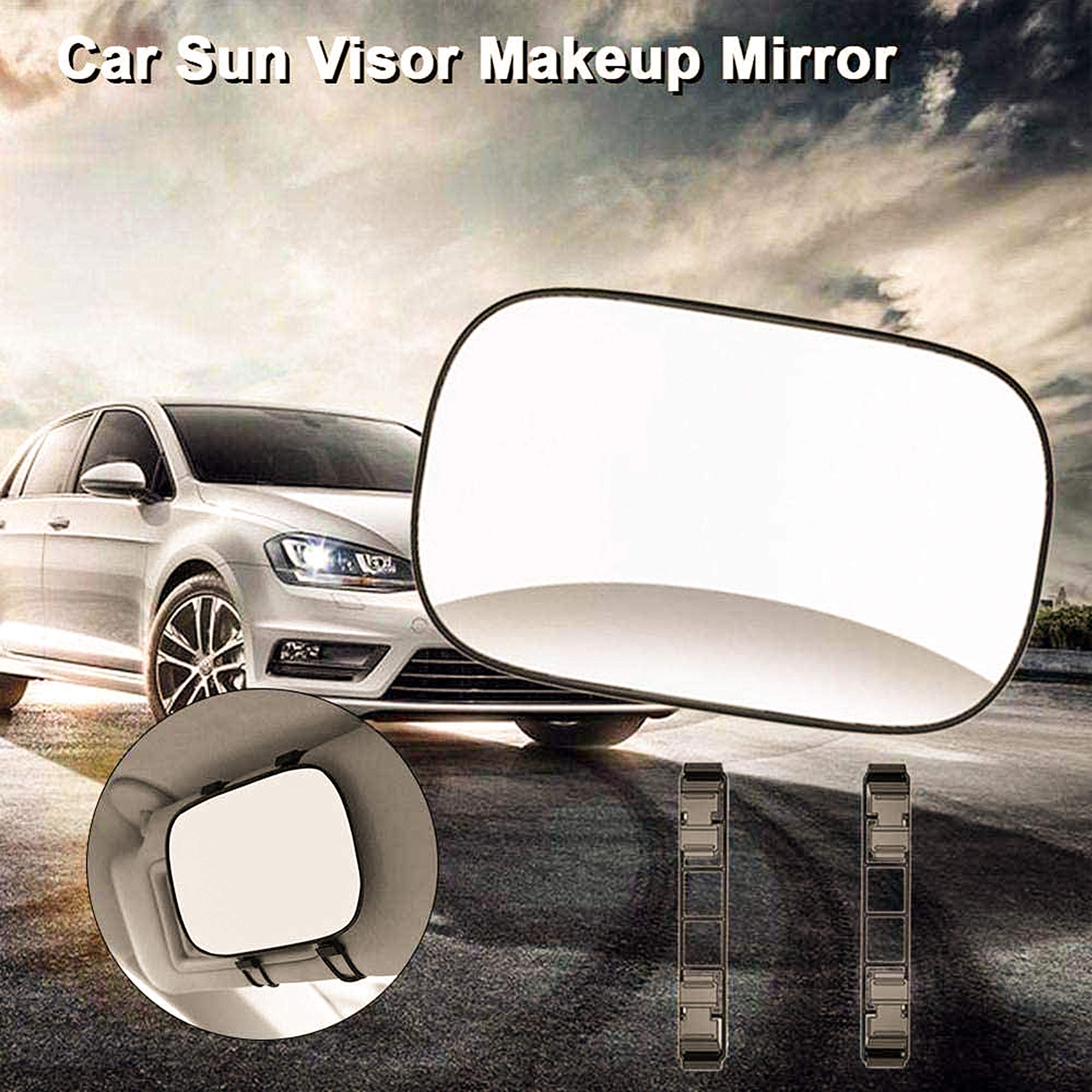 KEWAYO 6.7 Inch Car Visor Mirror - Adjustable Double Elastic Clip Universal Sun Visor Mirror for Cars, Trucks, SUVs & Vans | Perfect for Makeup, Shaving & Rear View Safety While Driving