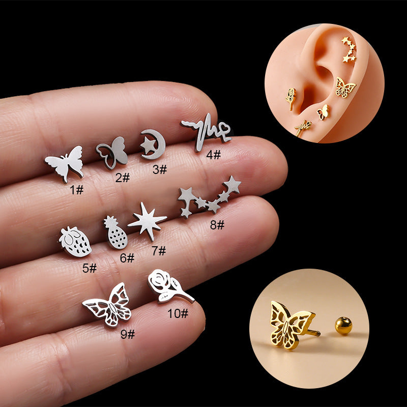 20G Surgical Steel Cartilage Earrings - Butterfly Ball Back Barbell Earrings for Tragus, Helix & Piercings | Hypoallergenic Body Jewelry for Women & Men | Perfect for Daily Wear & Special Occasions