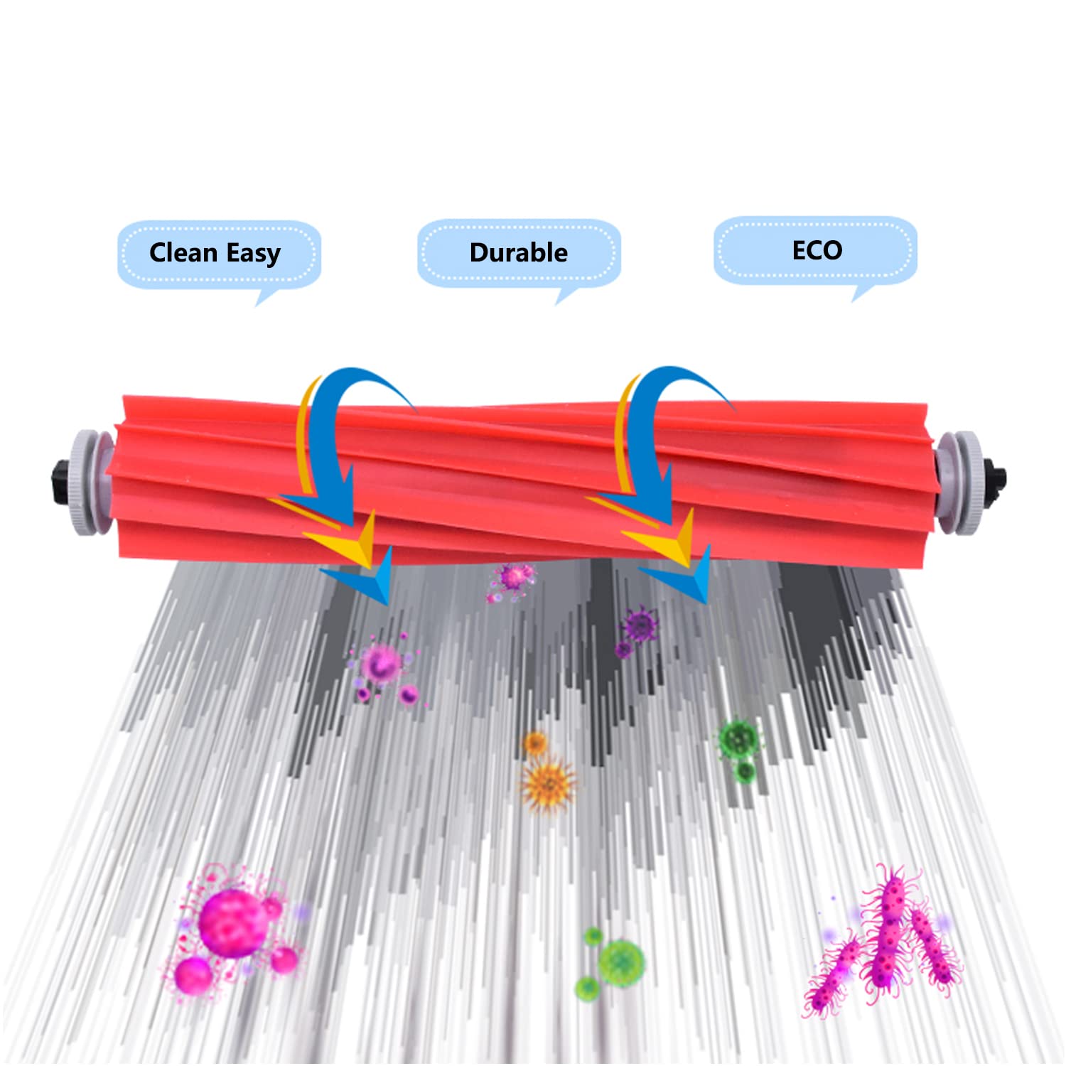 Replacement Main Brush Roller for Roborock S7 & Q5 Series Robot Vacuum Cleaner - 2 Pack Rubber Bristles - Compatible with S7/S7 MaxV/Q5/Q5+ - Ideal for Pet Hair & Hard Floors Cleaning