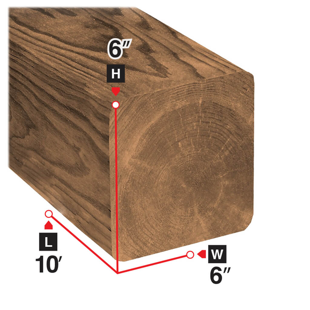 6x6x10 Pressure Treated Lumber - Brown Treated Wood Posts for Fence, Deck & Outdoor Construction - Weather Resistant & Durable