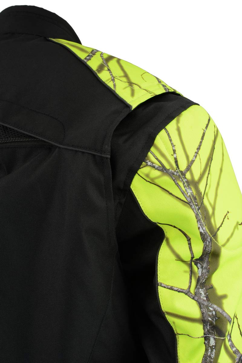 Milwaukee Leather MPM1787 Men's Black & Neon Orange Textile Motorcycle Jacket - Mossy Oak Camo Design for Outdoor Riding & Adventure