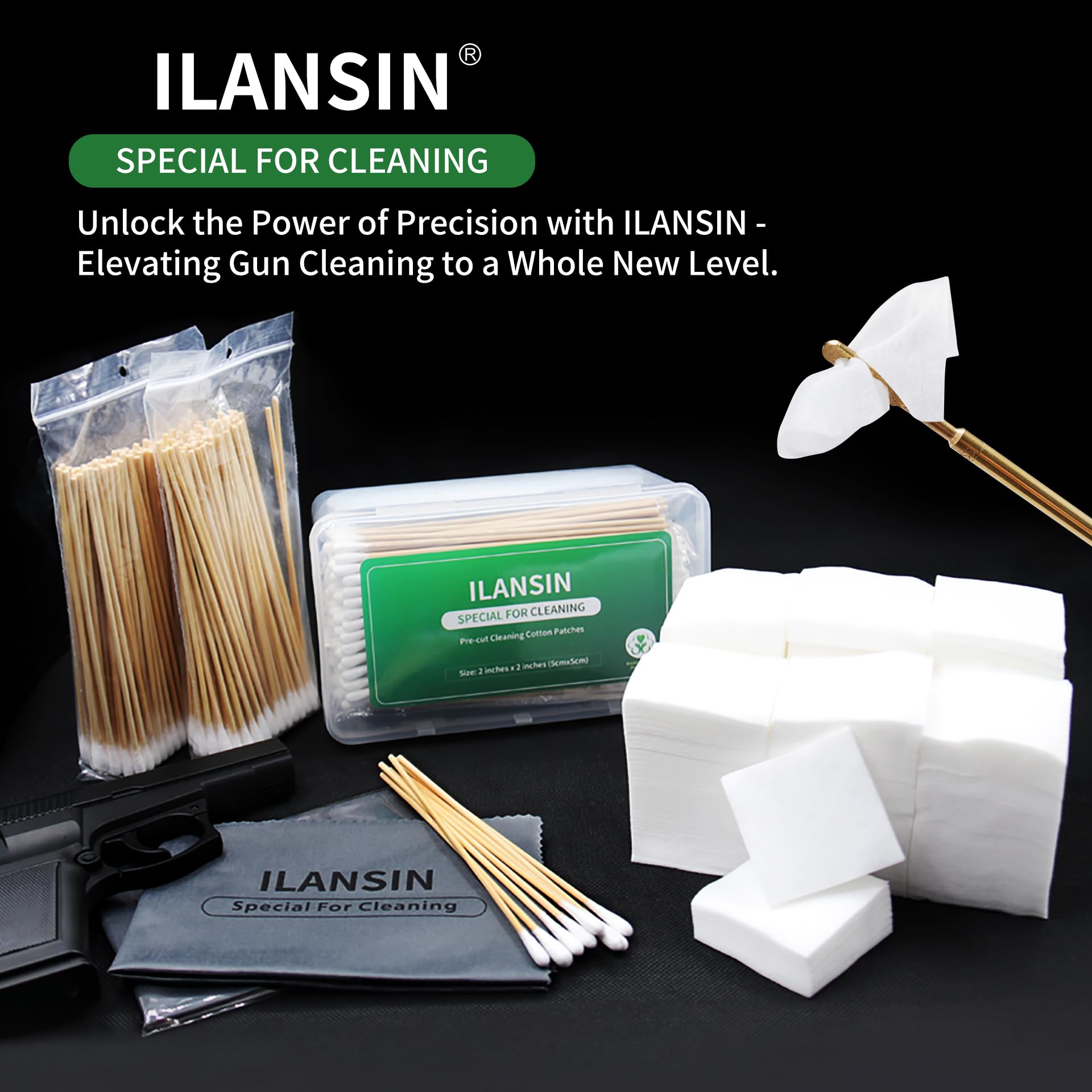 **1000PCS Gun Cleaning Patches + 200PCS Pointed & Round Cotton Swabs + 2PCS Microfiber Cloths – Lint-Free, Reusable Gun Cleaning Kit for Rifles, Pistols & Firearms – Perfect for Home, Range & Outdoor Maintenance**