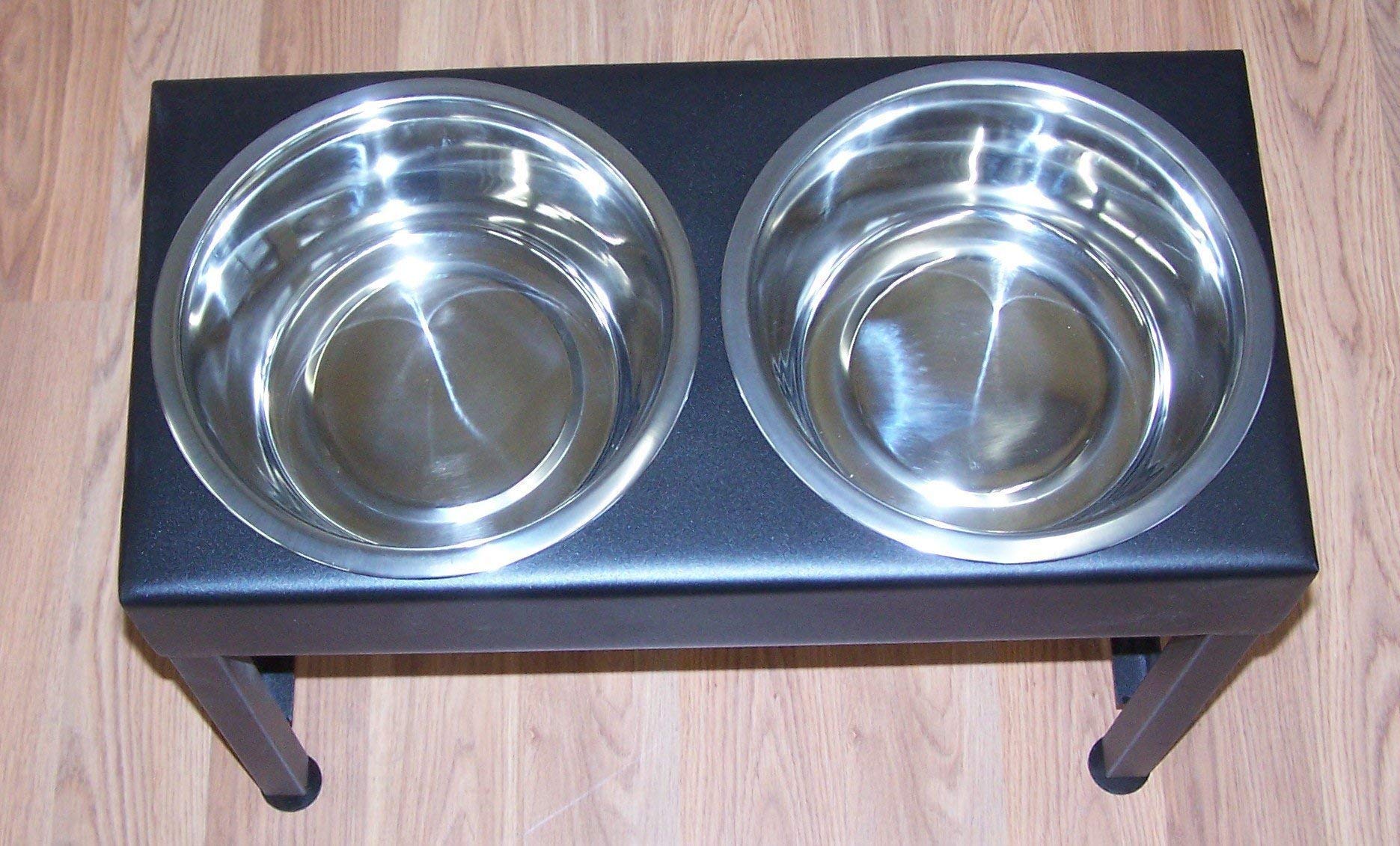 16 Inch Tall Large Elevated Dog Feeder for Doberman Pinscher - Double 3 Quart Stainless Steel Raised Bowls with Powdercoat Finish, Made in USA - Perfect for Large Breed Dogs in Home or Outdoor Use