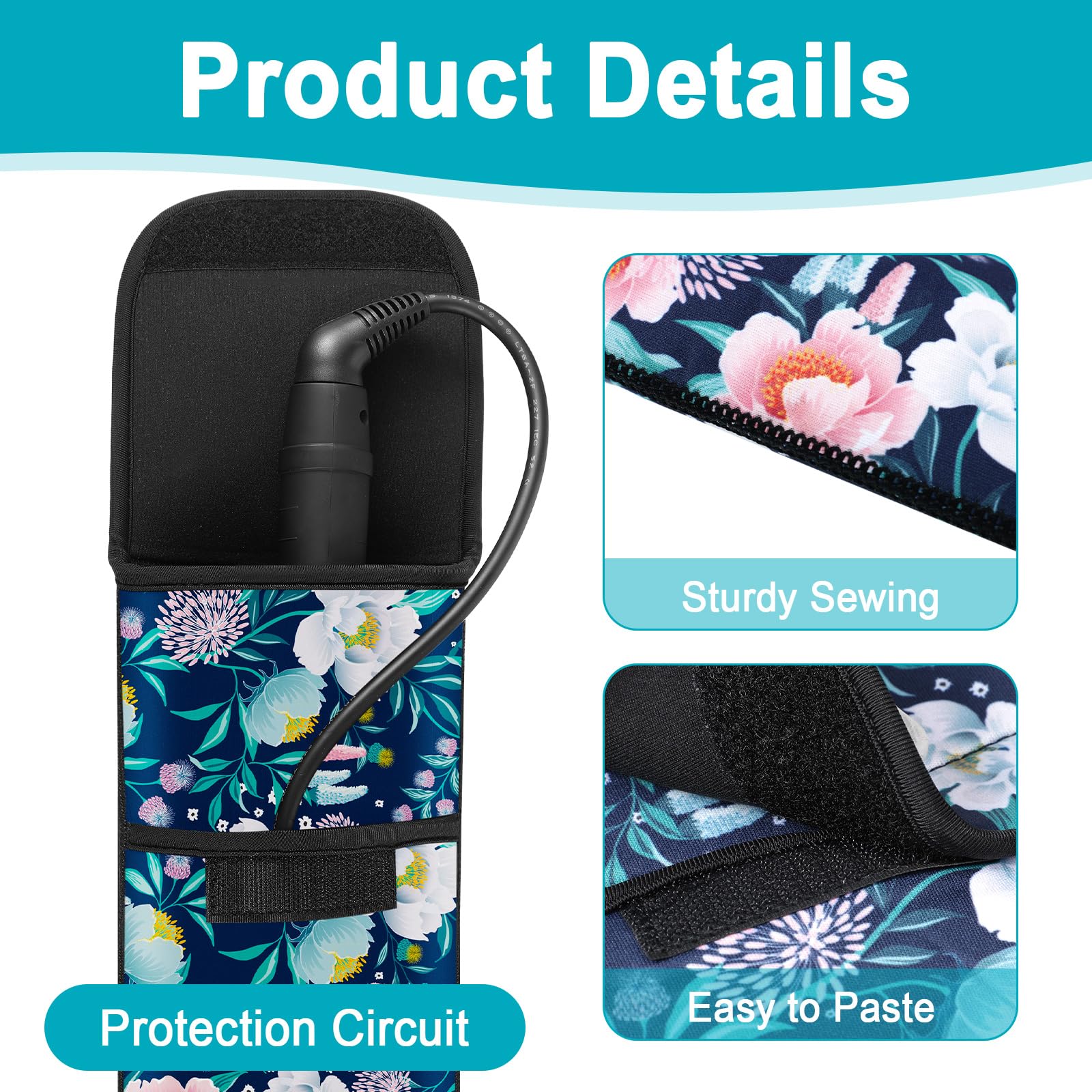 **Shappy 2-Piece Heat-Resistant Curling Iron Travel Case & Flat Iron Holder - Neoprene Sleeve & Silicone Hot Tools Bag for Straighteners (Flower Style) - Perfect for Travel, Salon & Home Use**