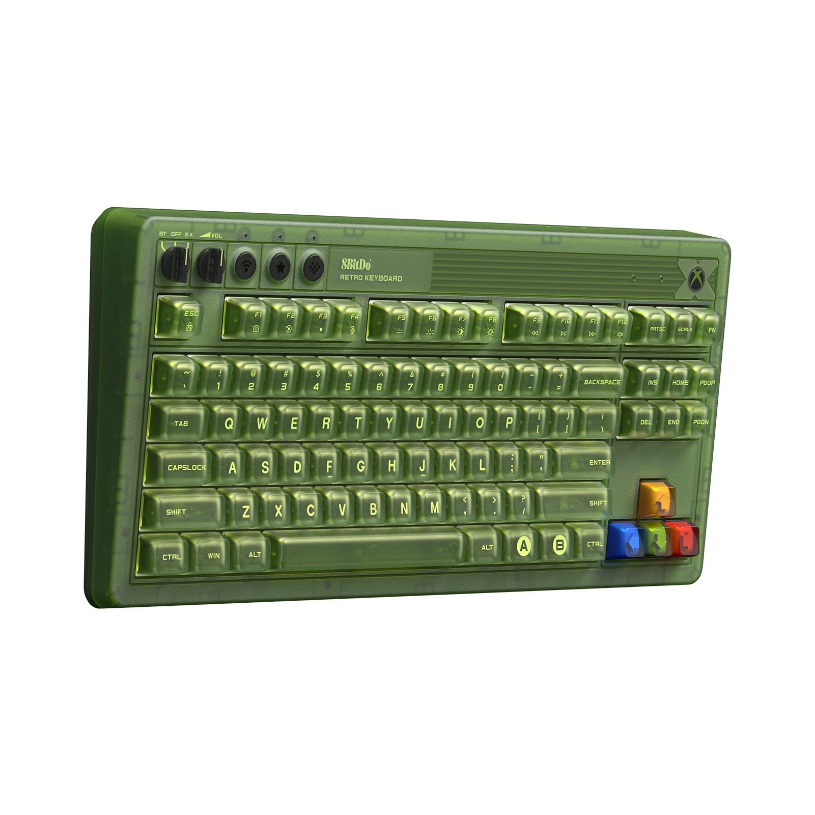 8BitDo Retro 87 Mechanical Keyboard - RGB Backlit Wireless Gaming Keyboard with Bluetooth/2.4G/USB-C Connectivity | Hot-Swappable Switches | Officially Licensed Xbox Edition for Windows & Android | Perfect for Retro Gaming, Office Work & Streaming Setup
