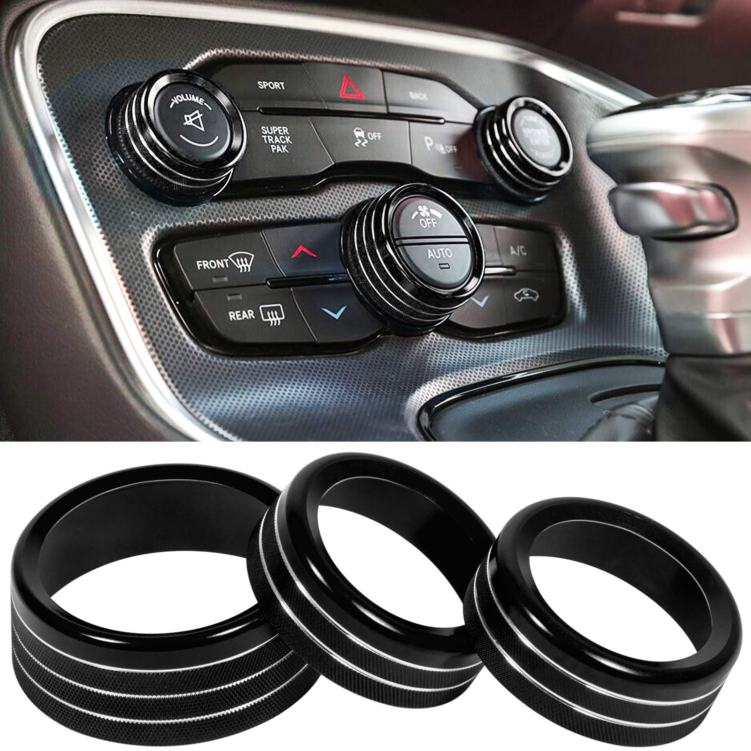Dodge Challenger Charger Chrysler 300 300s 2015-2024 & Ram 2013-2018 AC Switch Knob - Black Aluminum Alloy HVAC Control Button Replacement - Perfect Interior Upgrade for Car Enthusiasts