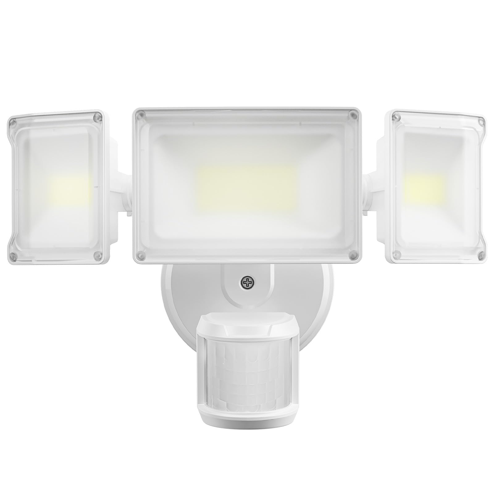 75W Motion Sensor Outdoor Security Lights - 3 Head 6500K IP65 Waterproof Flood Lights (7500LM) for Yard, Garage, Porch - Dusk to Dawn Motion Detection with Bright Illumination for Enhanced Safety and Convenience
