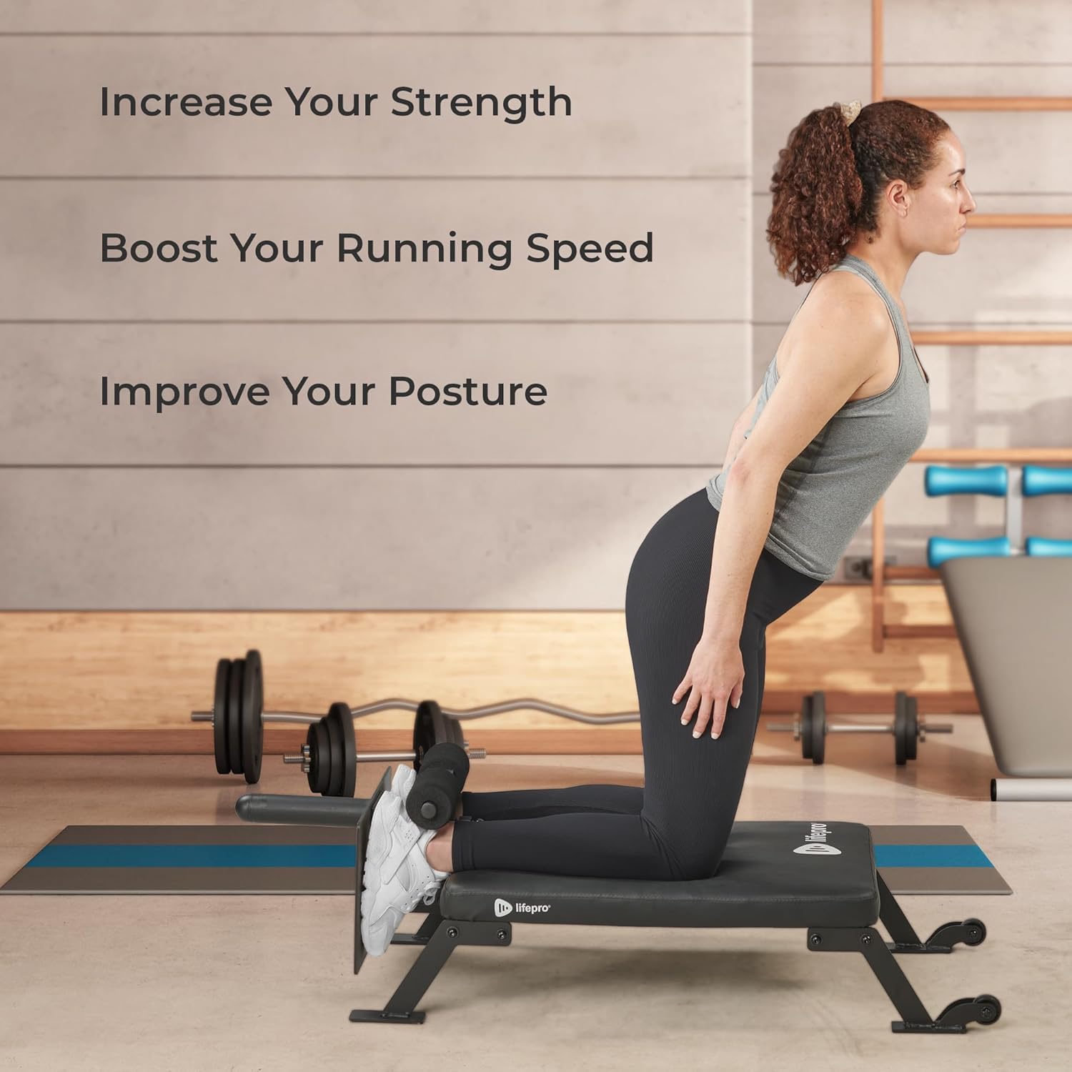 Lifepro Nordic Curl Machine - Adjustable Home Gym Equipment for Hamstring & Glute Workouts - Compact Leg Strength Trainer with Wheels for Easy Storage - Perfect for Home Fitness, Strength Training & Flexibility Exercises