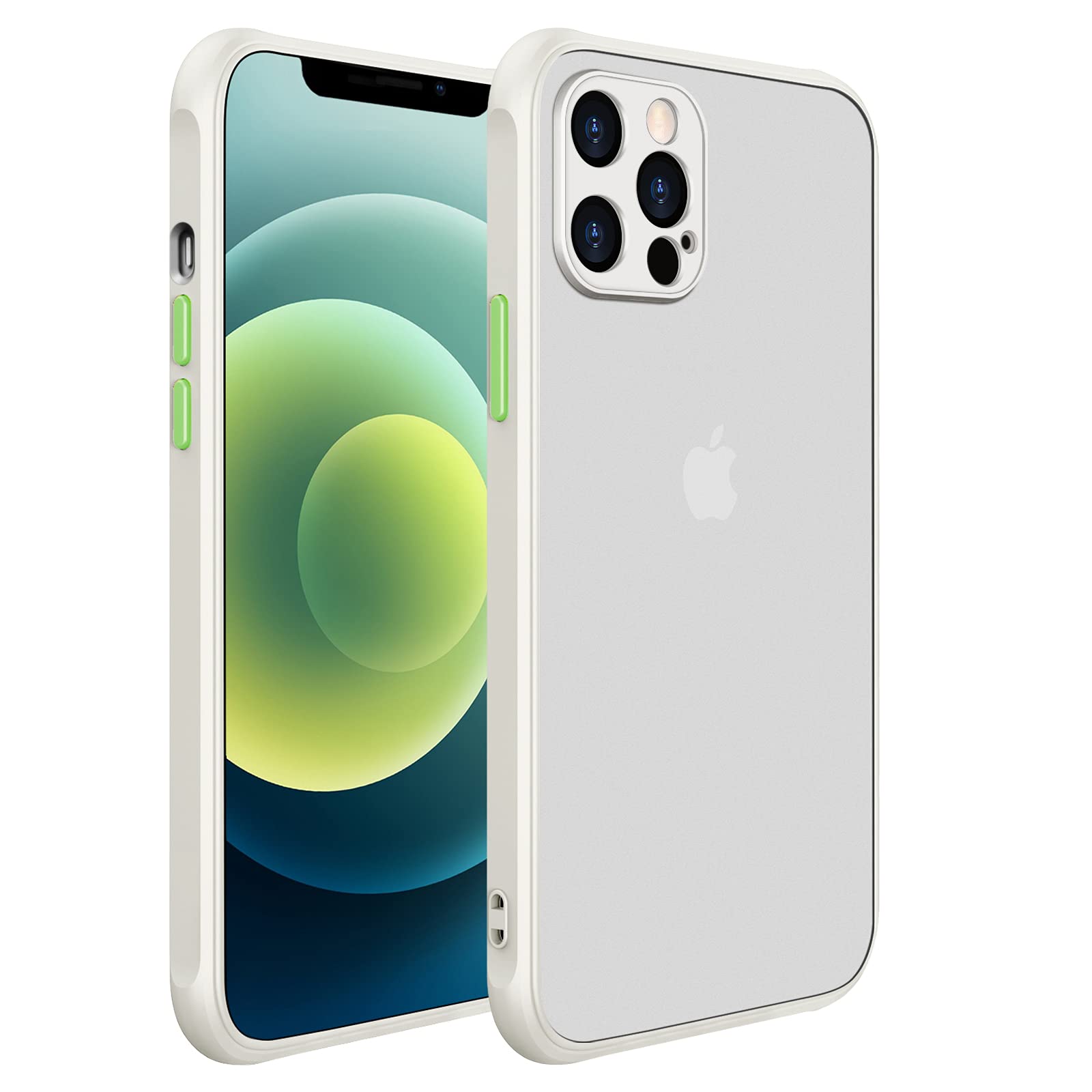 ZEZHOU iPhone 12 Pro Case with Camera Lens Protector - Shockproof Slim Hard Cover with Soft Edge & Enhanced Corners | Translucent Matte Drop Protection Phone Case for iPhone 12 Pro 6.1
