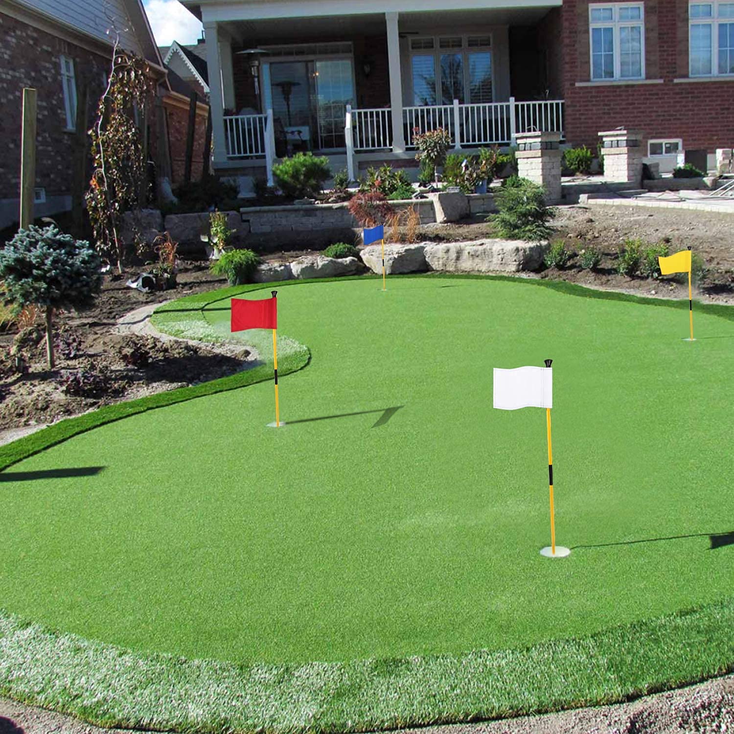 KINGTOP 3ft Golf Flagstick Mini - 2-Section Design Putting Green Flag for Yard Practice | Golf Pin Flags Set (4-Pack) | Perfect for Backyard Putting Greens & Indoor Golf Training