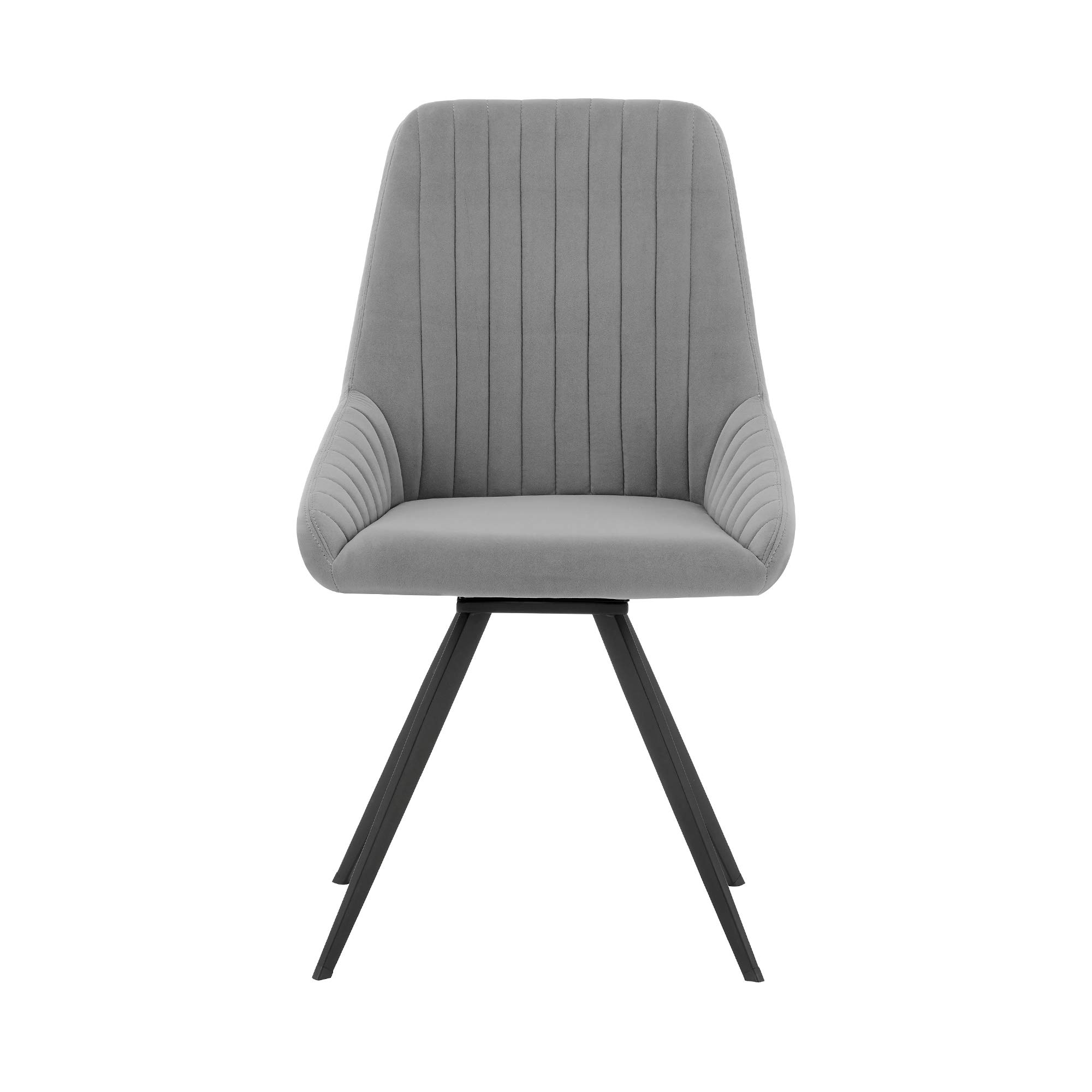 Armen Living Alison Swivel Gray Velvet and Metal Dining Room Chairs - Set of 2, 34