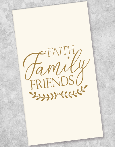Faith Family Friends Guest Towel Napkins - 36 Count Cotton Decorative Napkins for Dinner Parties, Weddings & Holiday Gatherings - Perfect for Home Decor & Special Occasions