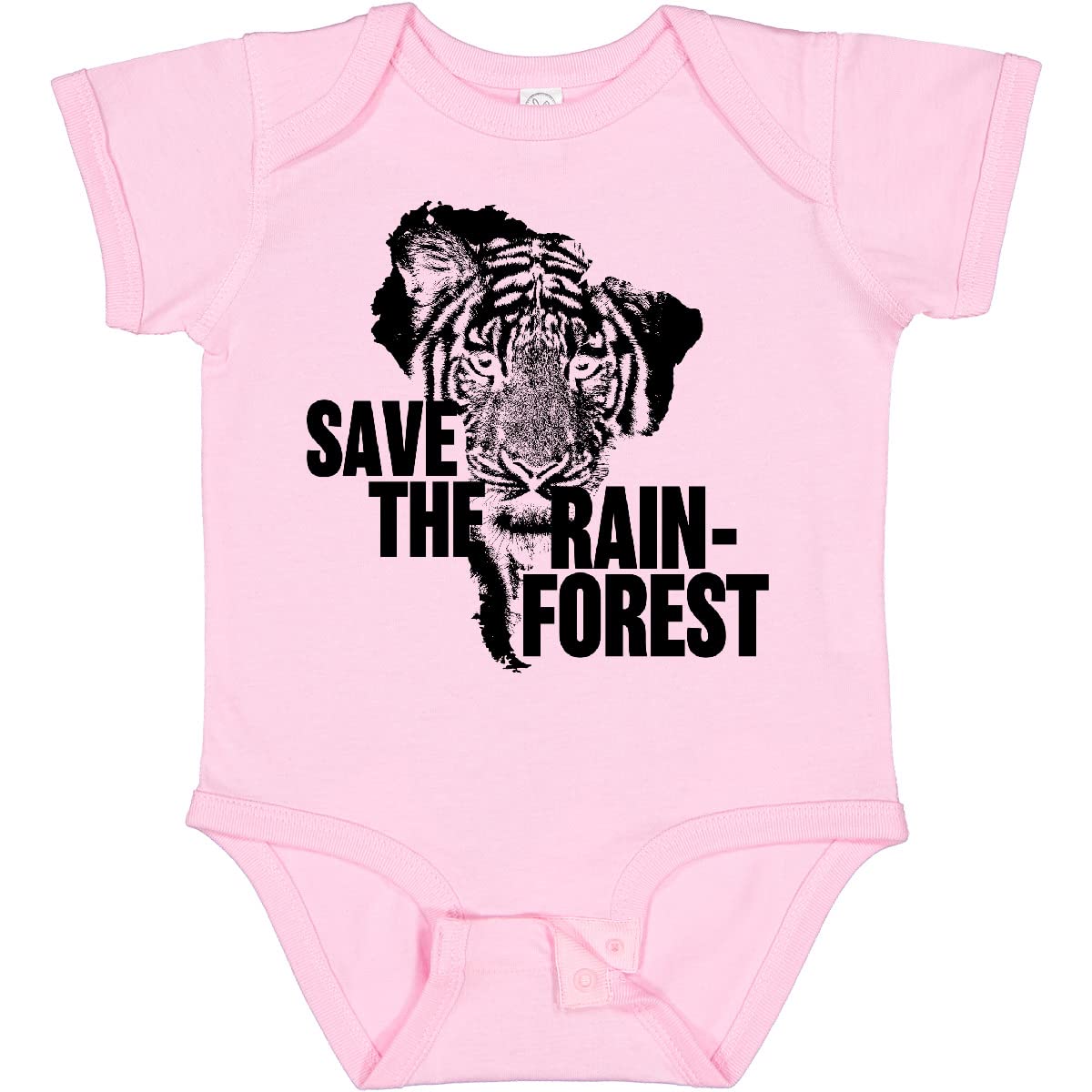 Inktastic Save The Rainforest Tiger with South America Silhouette Baby Bodysuit - Cute Eco-Friendly Organic Cotton Onesie for Newborns & Infants - Perfect for Earth Day, Wildlife Conservation Events & Nature-Themed Baby Showers